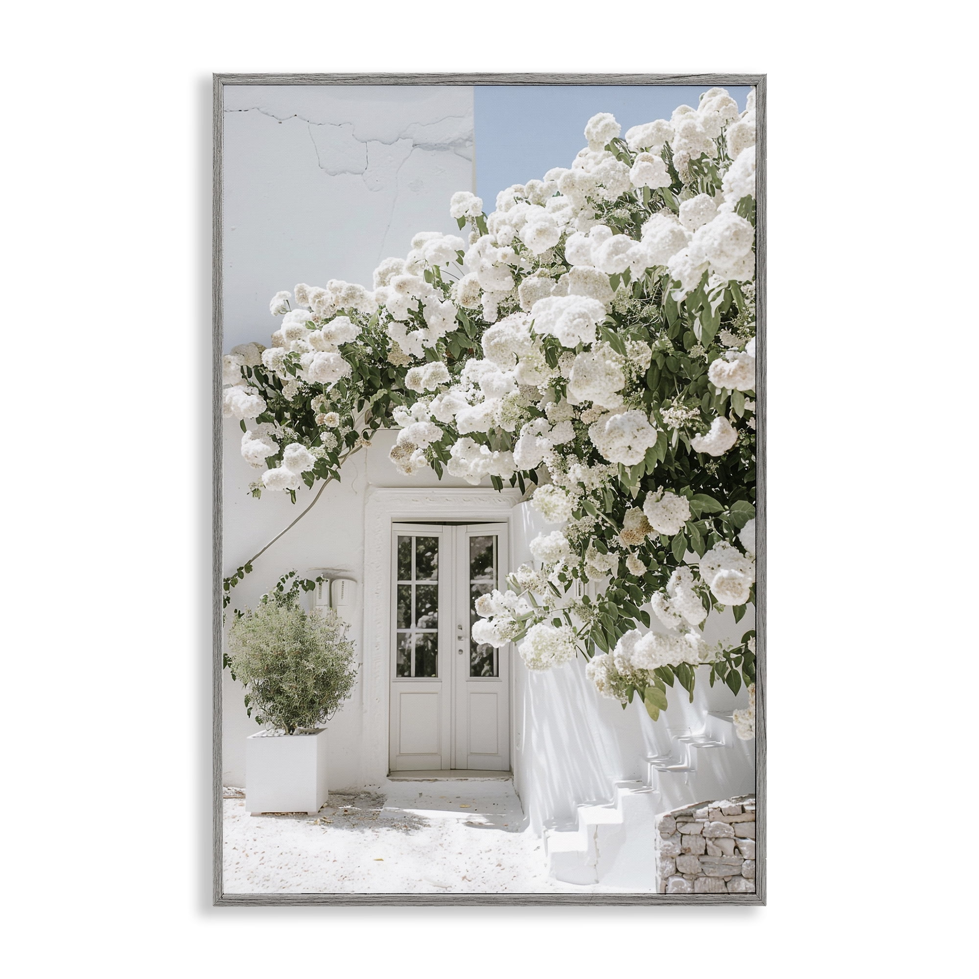 Stupell Industries White Architecture Garden Buildings & Architecture Painting Gray Framed Art Print Wall Art, 16 x 24