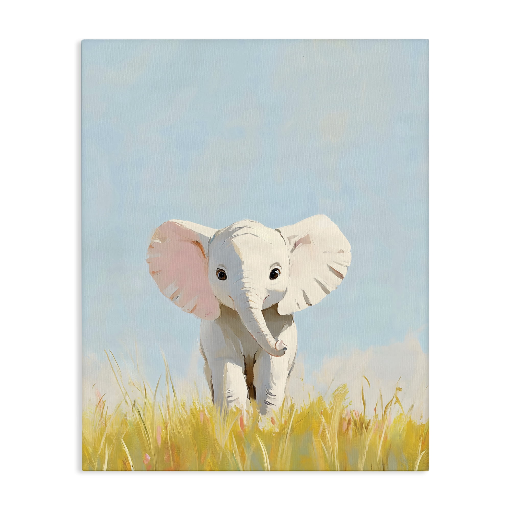 Stupell Industries White Baby Elephant in Grass Canvas Wall Art, design by The Prints Vibe