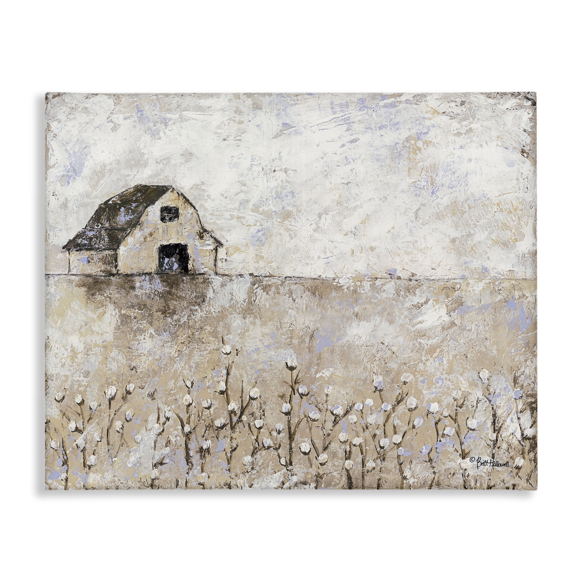 White Barn Distressed Landscape Canvas Art, 40 x 30, Design By Artist Britt Hallowell