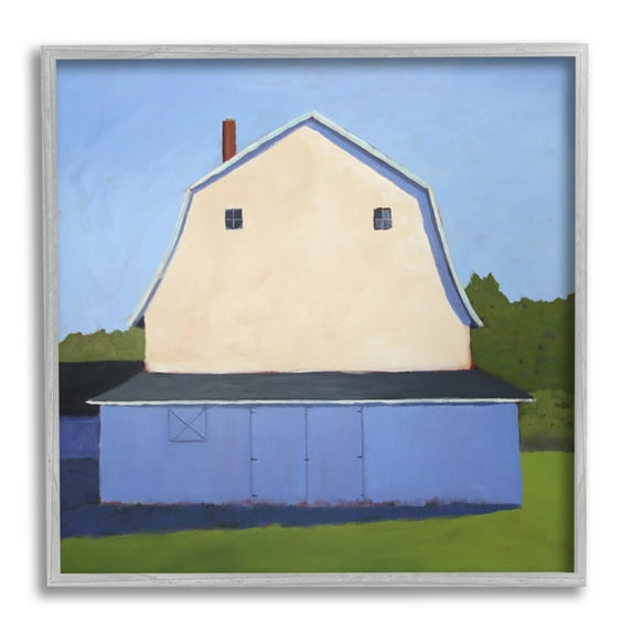 Stupell Industries White Barn Farmland Landscape Landscape Painting Gray Framed Art Print Wall Art