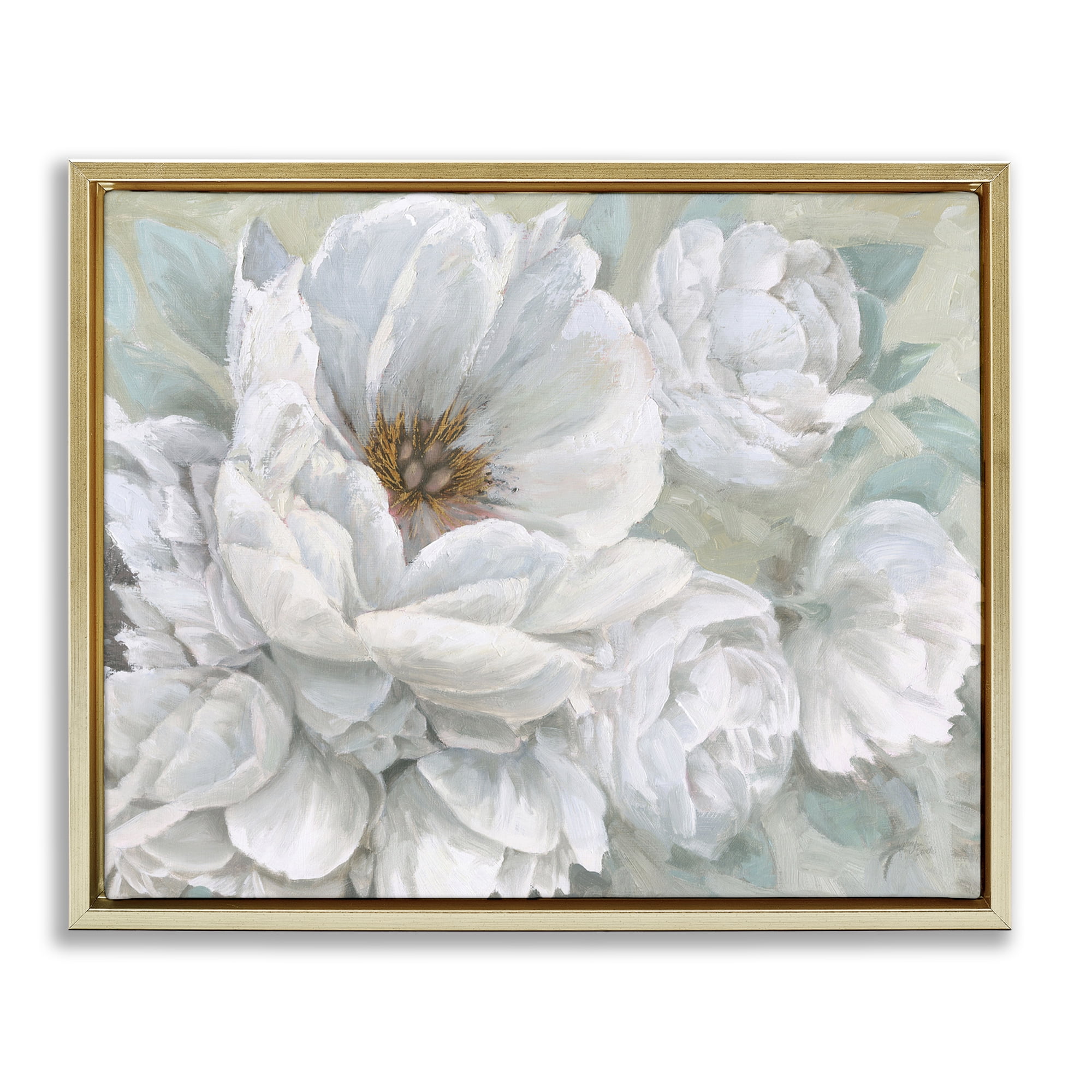 Stupell Industries White Beauty Bouquet Botanical & Floral Painting Gold Floater Framed Art Print Wall Art, 31 x 25