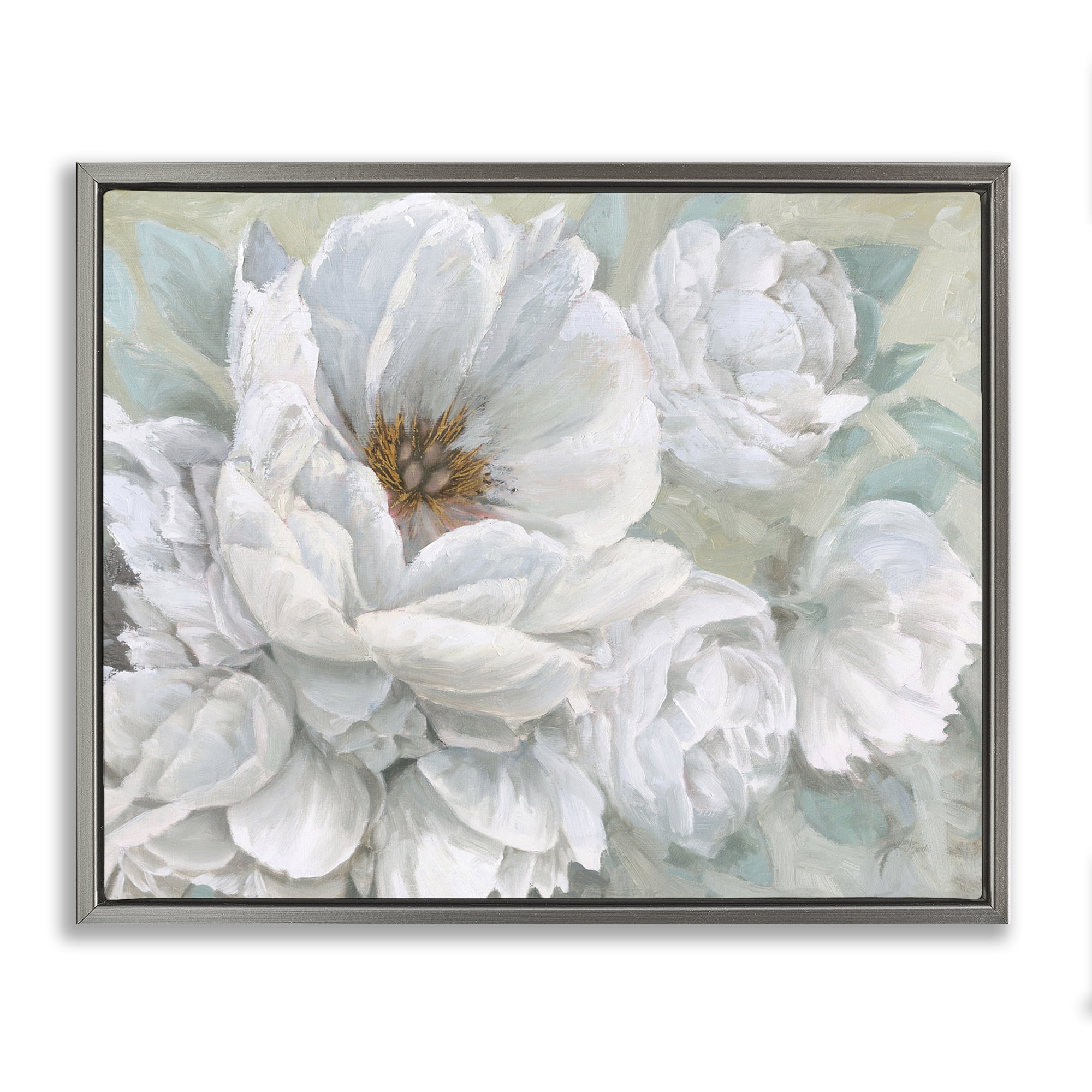 Stupell Industries White Beauty Bouquet Botanical & Floral Painting Gray Floater Framed Art Print Wall Art, 31 x 25