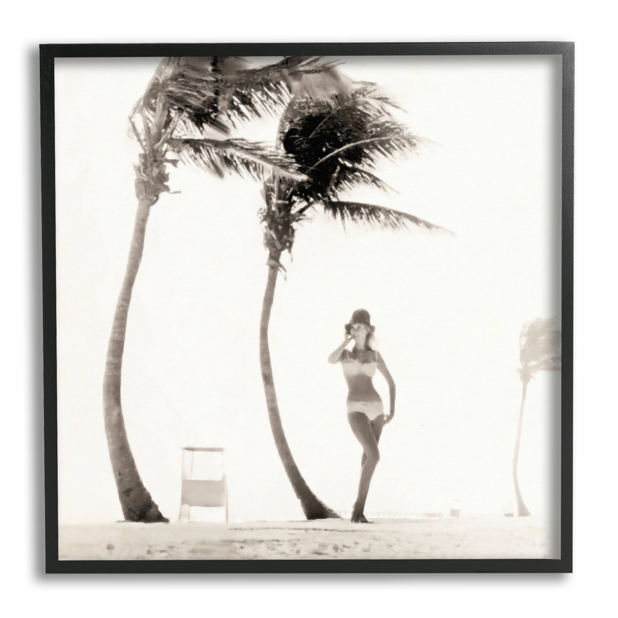 Stupell Industries White Bikini Windblown Beach Coastal Photography Black Framed Art Print Wall Art