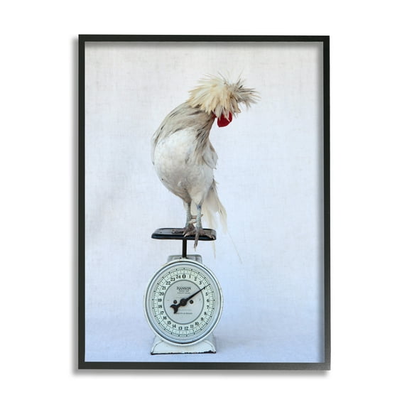 Stupell Industries White Bird Standing Vintage Kitchen Scale Photography Photograph Black Framed Art Print Wall Art, Design by Tania Soderman