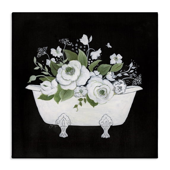 Stupell Industries Farmhouse White & Black Bath Canvas Art, 17 x 17, by Janet Tava