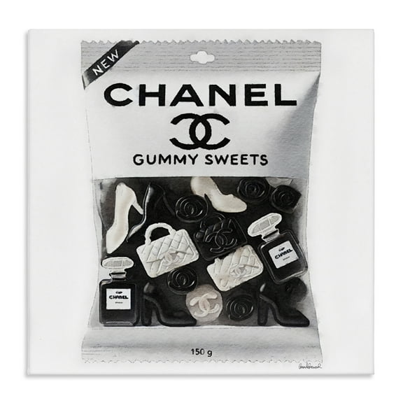 Stupell Industries White & Black Fashion Candy Fashion Painting Wrapped Canvas Art Print Wall Art, 17 x 17