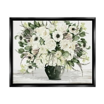 Stupell Industries White Blooming Blossoms Botanical & Floral Painting Black Floater Framed Canvas Art Print Wall Art, 21 x 17