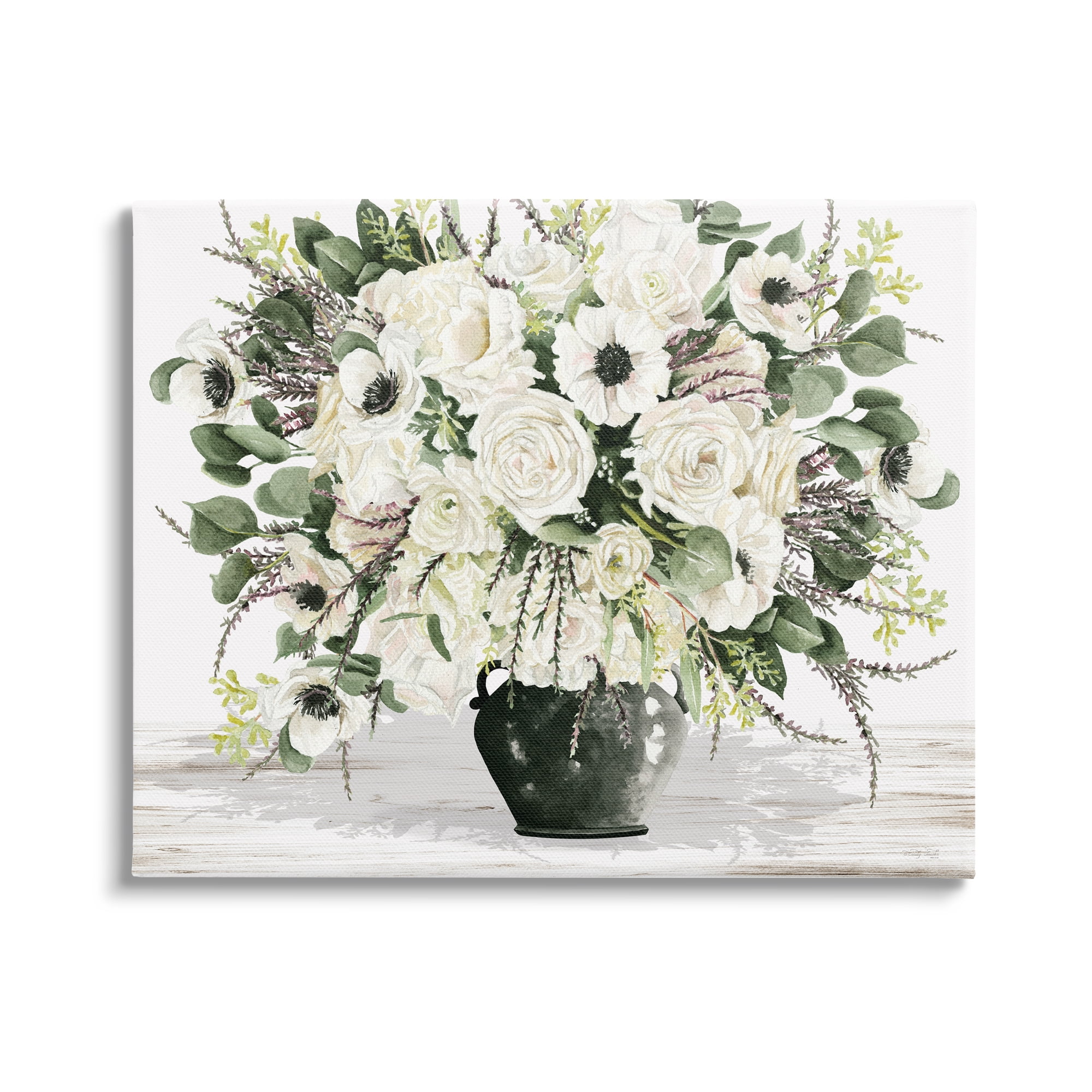 Stupell Industries White Blooming Blossoms Botanical & Floral Painting Gallery Wrapped Canvas Art Print Wall Art, 30 x 24