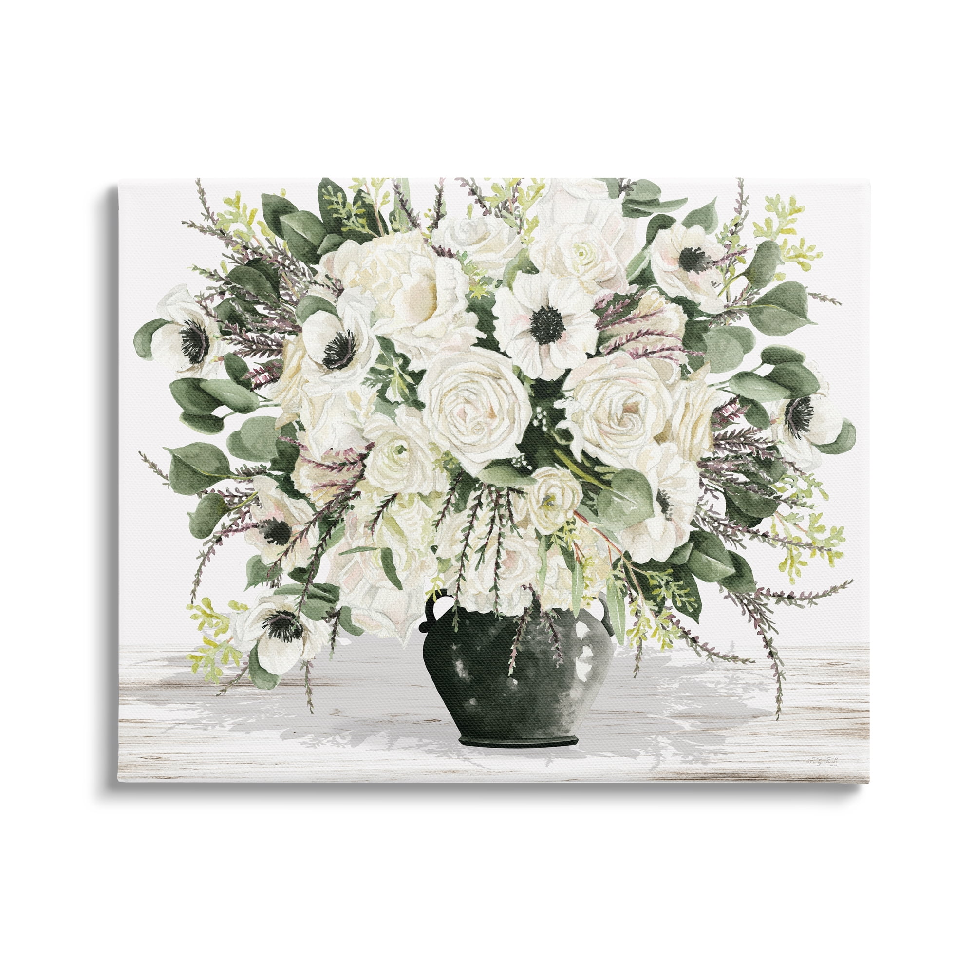 Stupell Industries White Blooming Blossoms Botanical & Floral Painting Gallery Wrapped Canvas Art Print Wall Art, 40 x 30