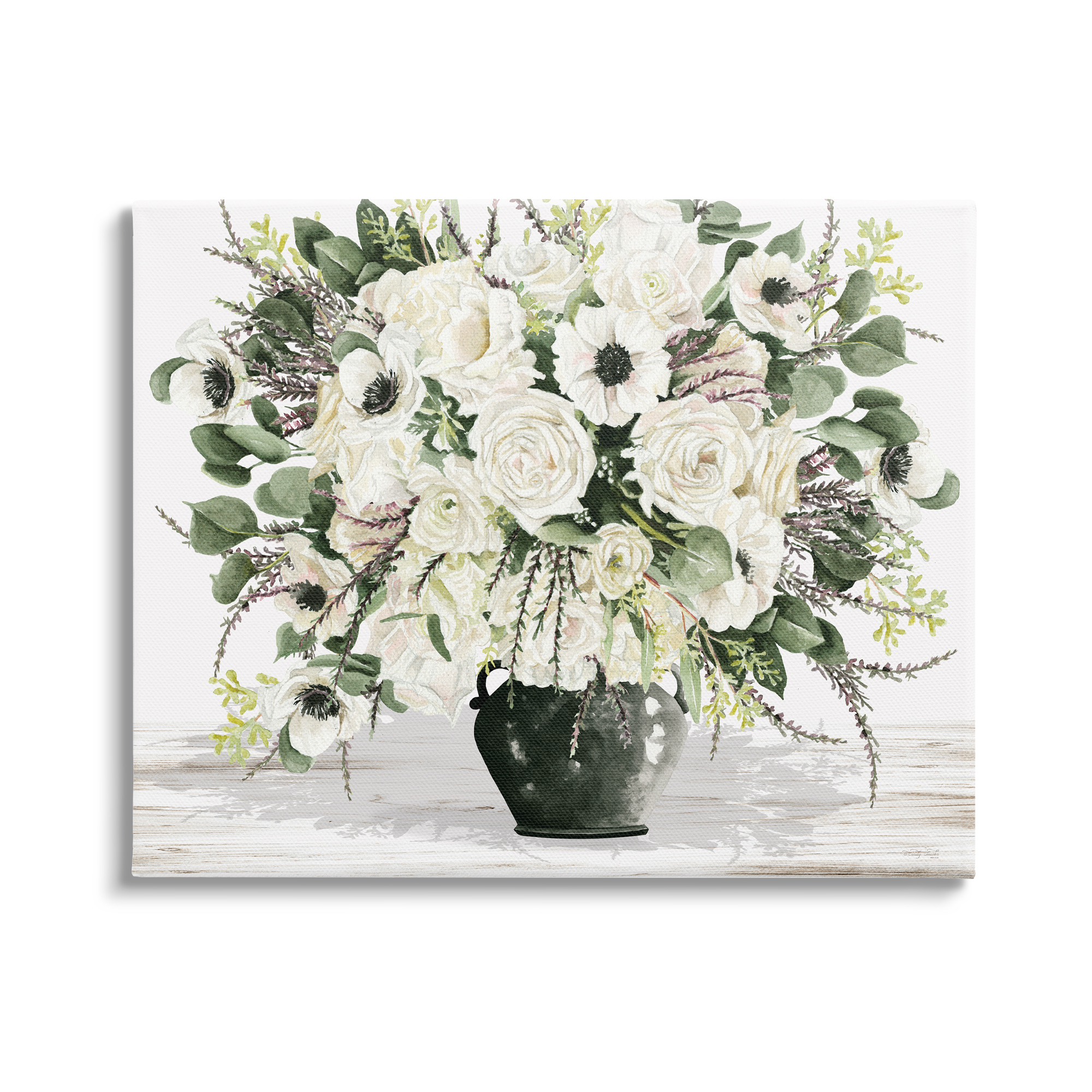 Stupell Industries White Blooming Blossoms Botanical & Floral Painting Gallery Wrapped Canvas Art Print Wall Art, 48 x 36