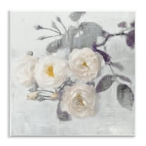 Stupell Industries White Blooms on Grey Floral Painting Unframed Art Print Wall Art, 12 x 12