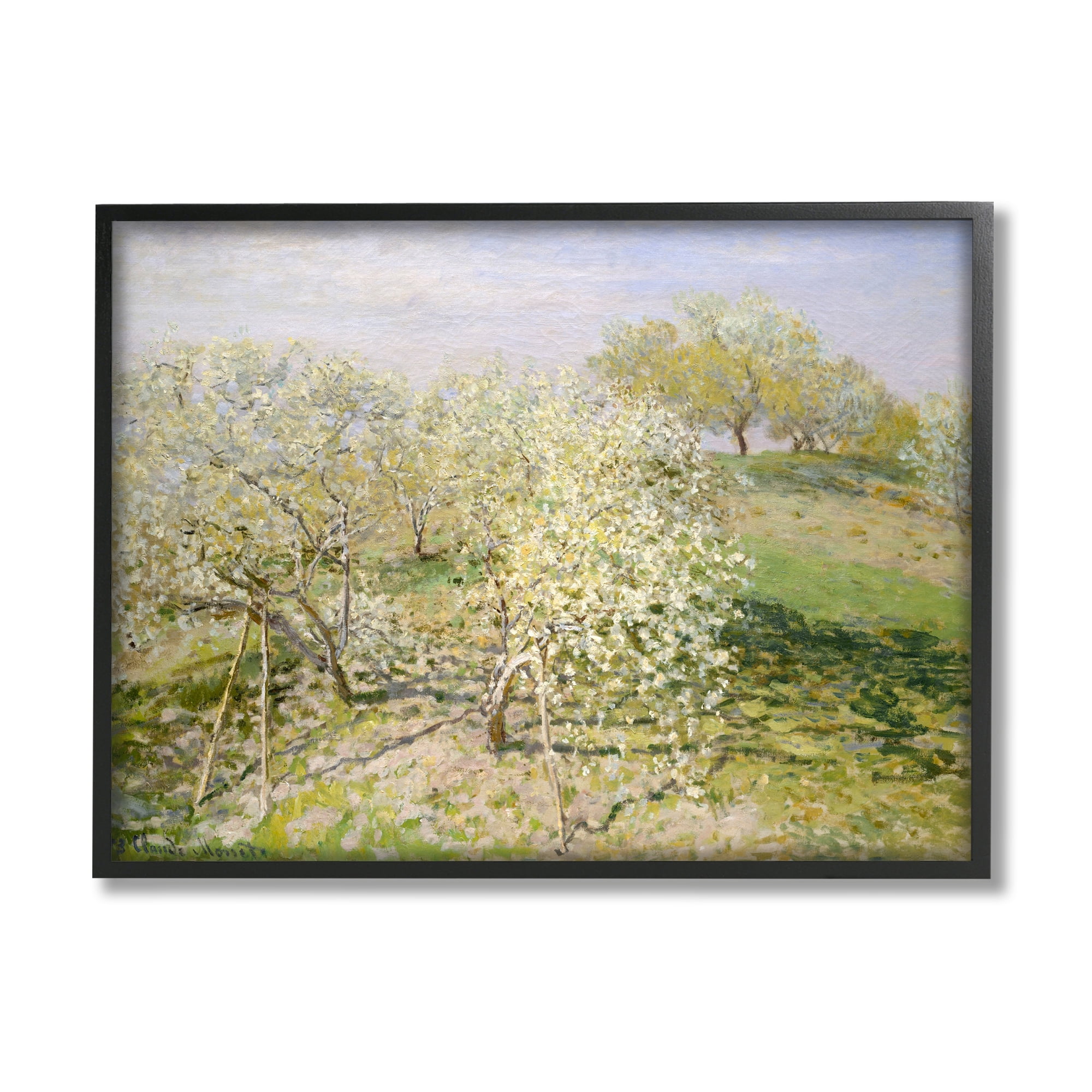 Stupell Industries White Blossom Tree Orchard Field Impressionist Brushstrokes Painting Black Framed Art Print Wall Art, Design by Lettered and Lined