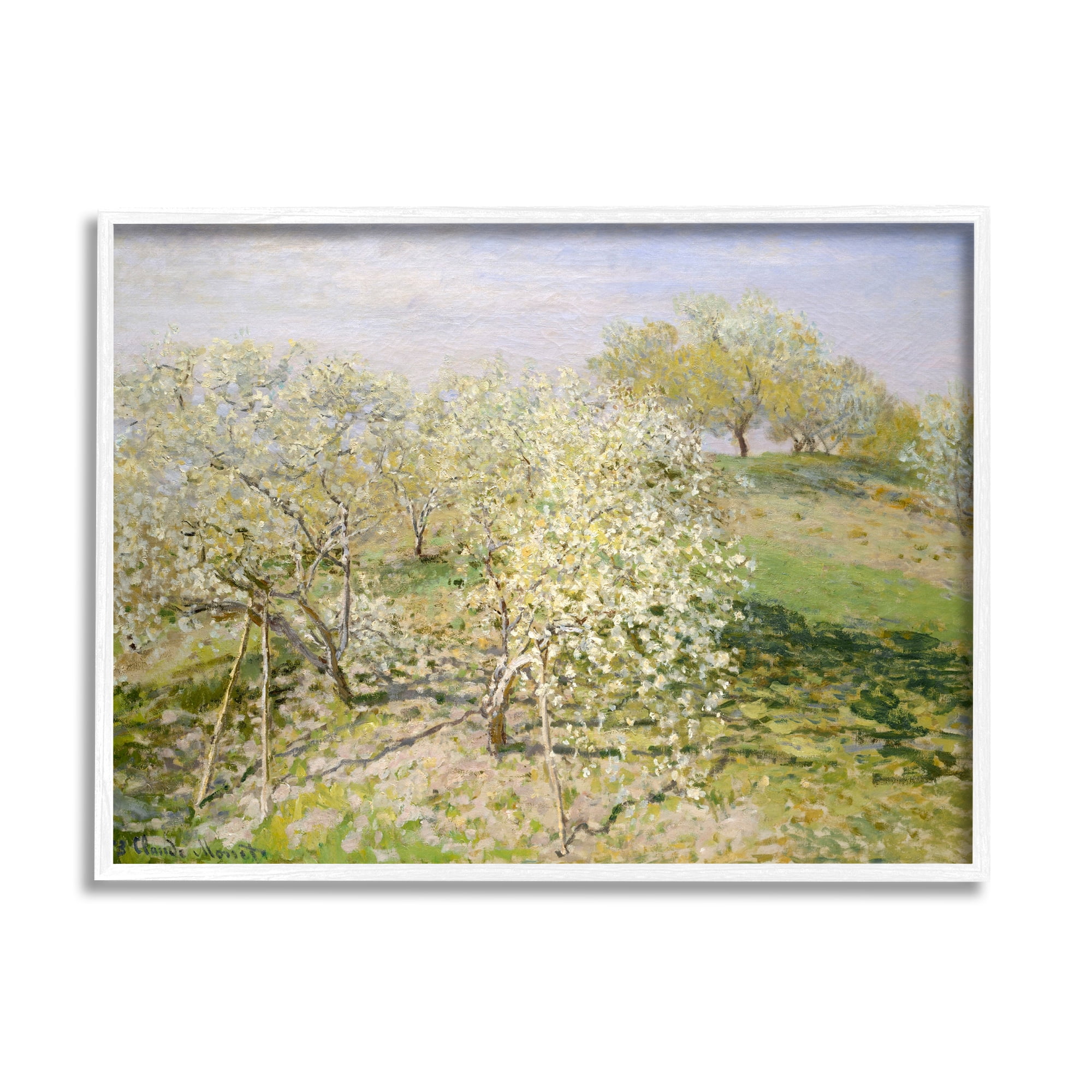 Stupell Industries White Blossom Tree Orchard Field Impressionist Brushstrokes Painting White Framed Art Print Wall Art, Design by Lettered and Lined