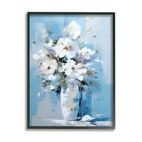 Stupell Industries White & Blue Bouquet Botanical & Floral Painting Black Framed Art Print Wall Art, 11 x 14