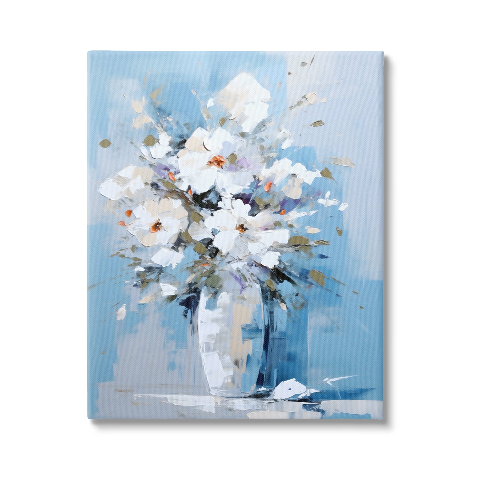 Stupell Industries White & Blue Bouquet Botanical & Floral Painting Gallery Wrapped Canvas Art Print Wall Art, 30 x 40