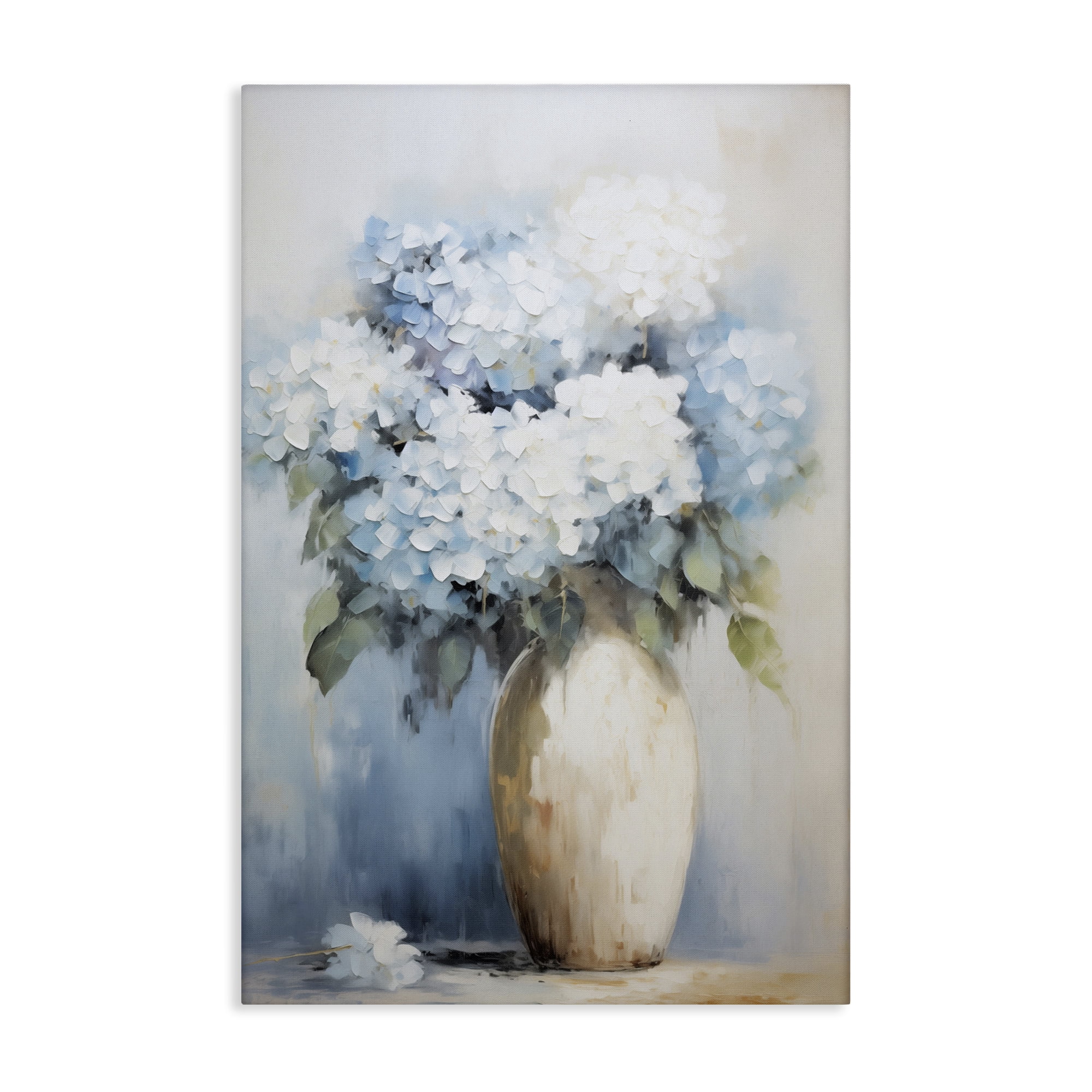 Stupell Industries White & Blue Hydrangeas Botanical & Floral Painting Gallery Wrapped Canvas Art Print Wall Art, 30 x 45