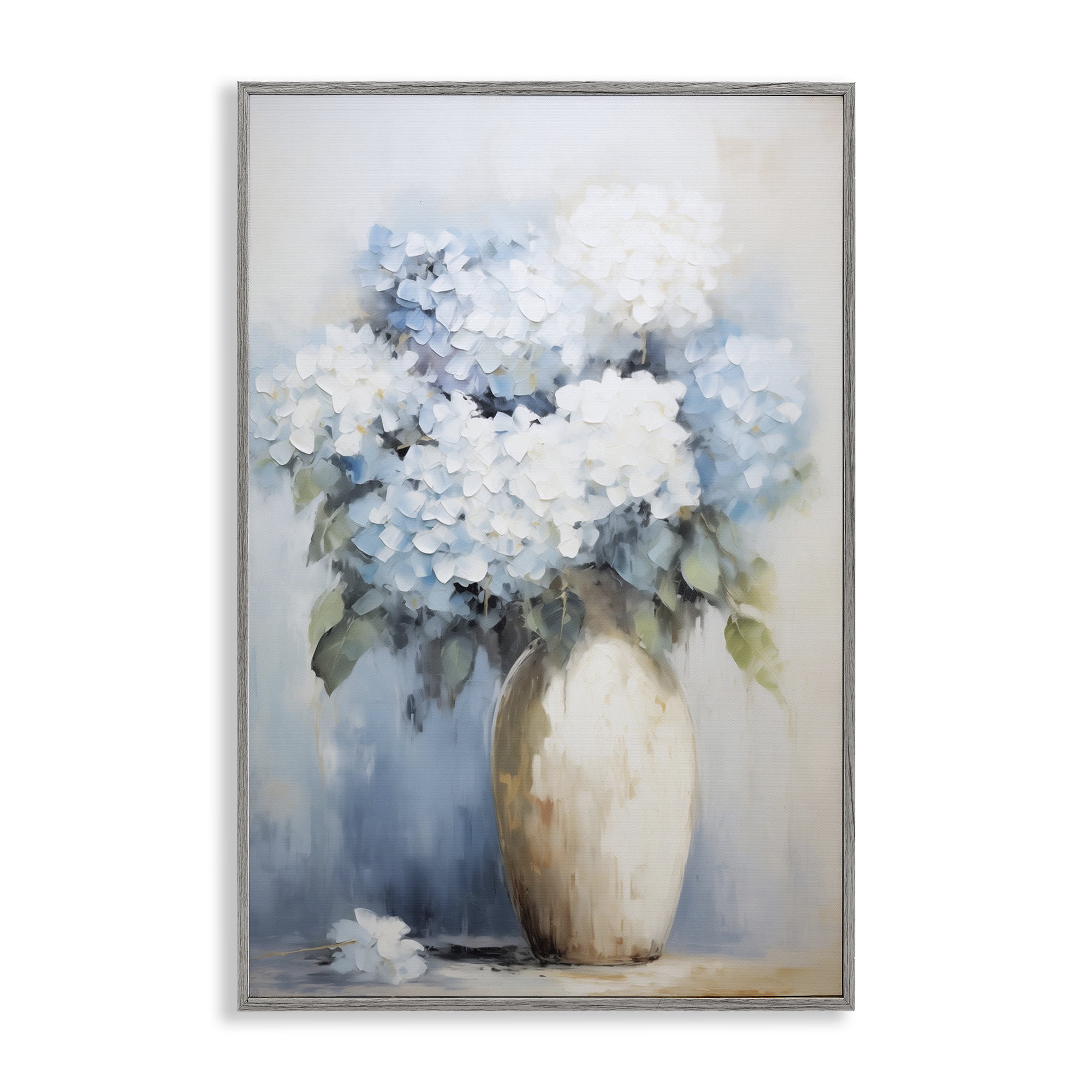 Stupell Industries White & Blue Hydrangeas Botanical & Floral Painting Gray Framed Art Print Wall Art, 20 x 30