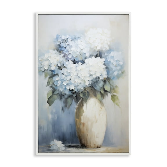 Stupell Industries White & Blue Hydrangeas Botanical & Floral Painting White Framed Art Print Wall Art, 16 x 24