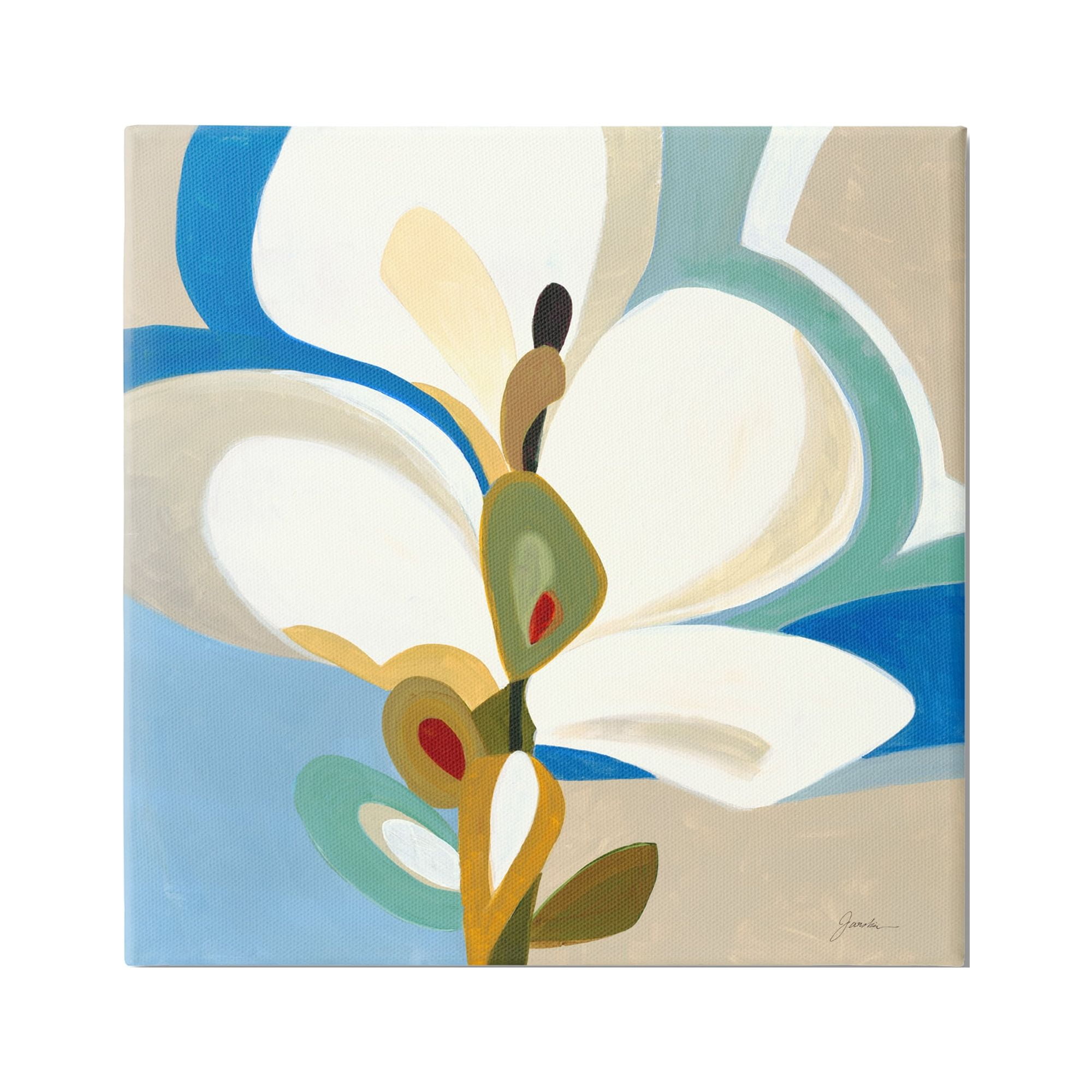 Stupell Industries White & Blue Orchid Abstract Painting Gallery Wrapped Canvas Print Wall Art, 17 x 17
