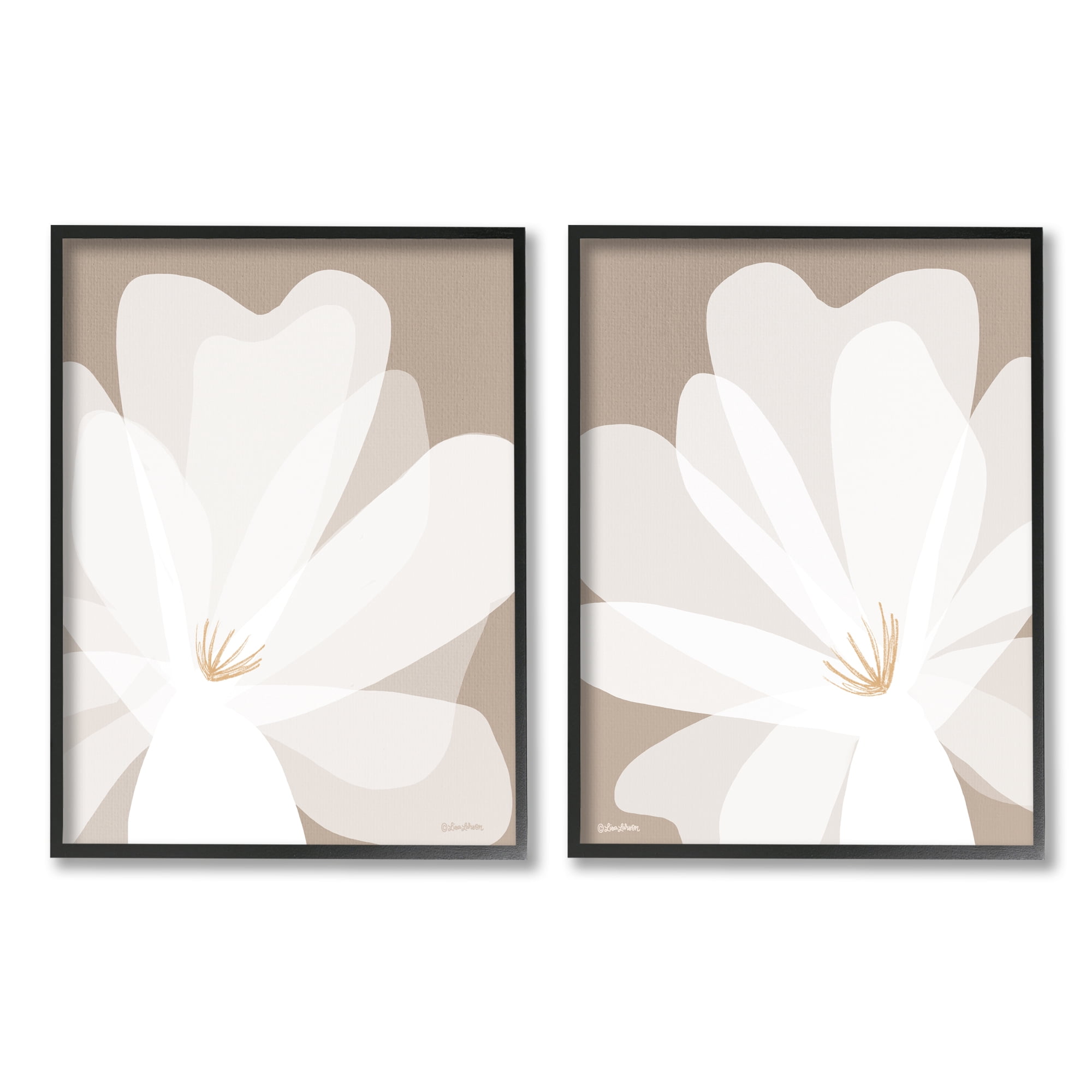 Stupell Industries White Boho Flowers Botanical & Floral Painting Black Framed Art Print Wall Art, 16 x 20