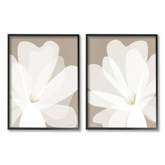 Stupell Industries White Boho Flowers Botanical & Floral Painting Black Framed Art Print Wall Art, 16 x 20