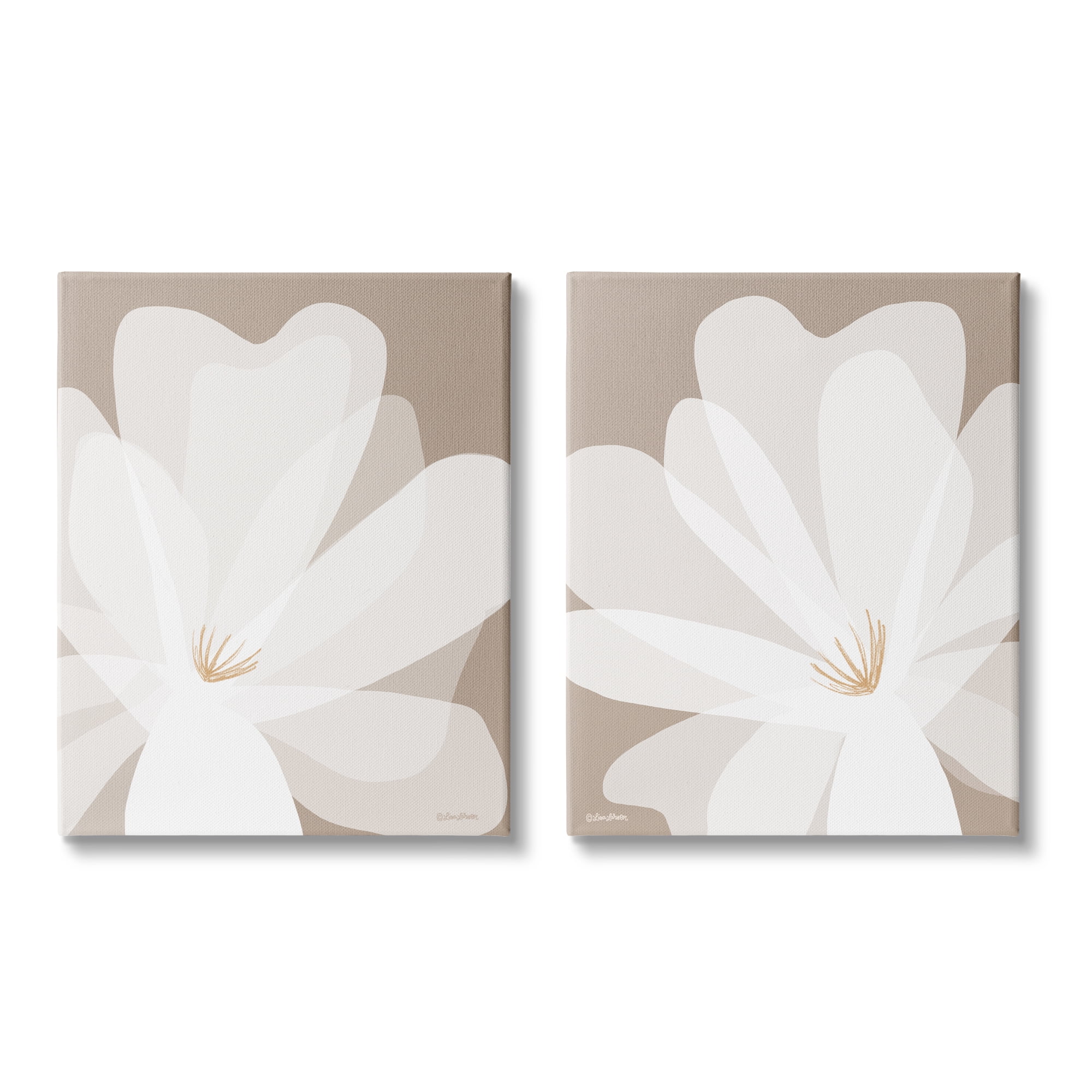 Stupell Industries White Boho Flowers Botanical & Floral Painting Gallery Wrapped Canvas Art Print Wall Art, 16 x 20, Set of 2