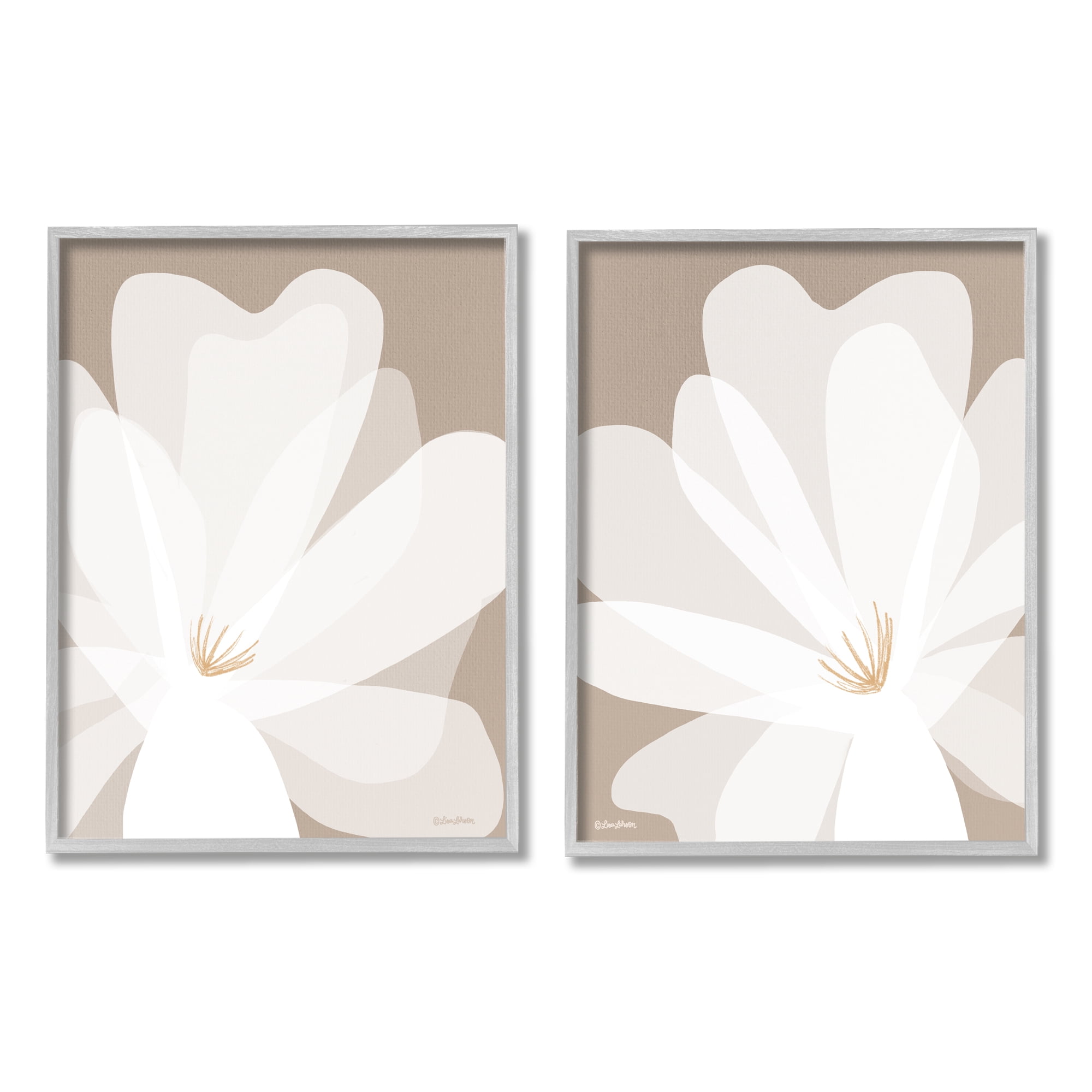 Stupell Industries White Boho Flowers Botanical & Floral Painting Gray Framed Art Print Wall Art, 11 x 14