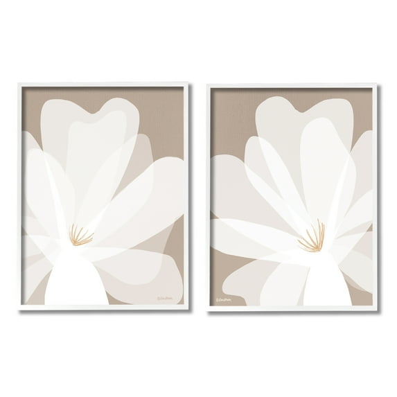 Stupell Industries White Boho Flowers Botanical & Floral Painting White Framed Art Print Wall Art, 16 x 20