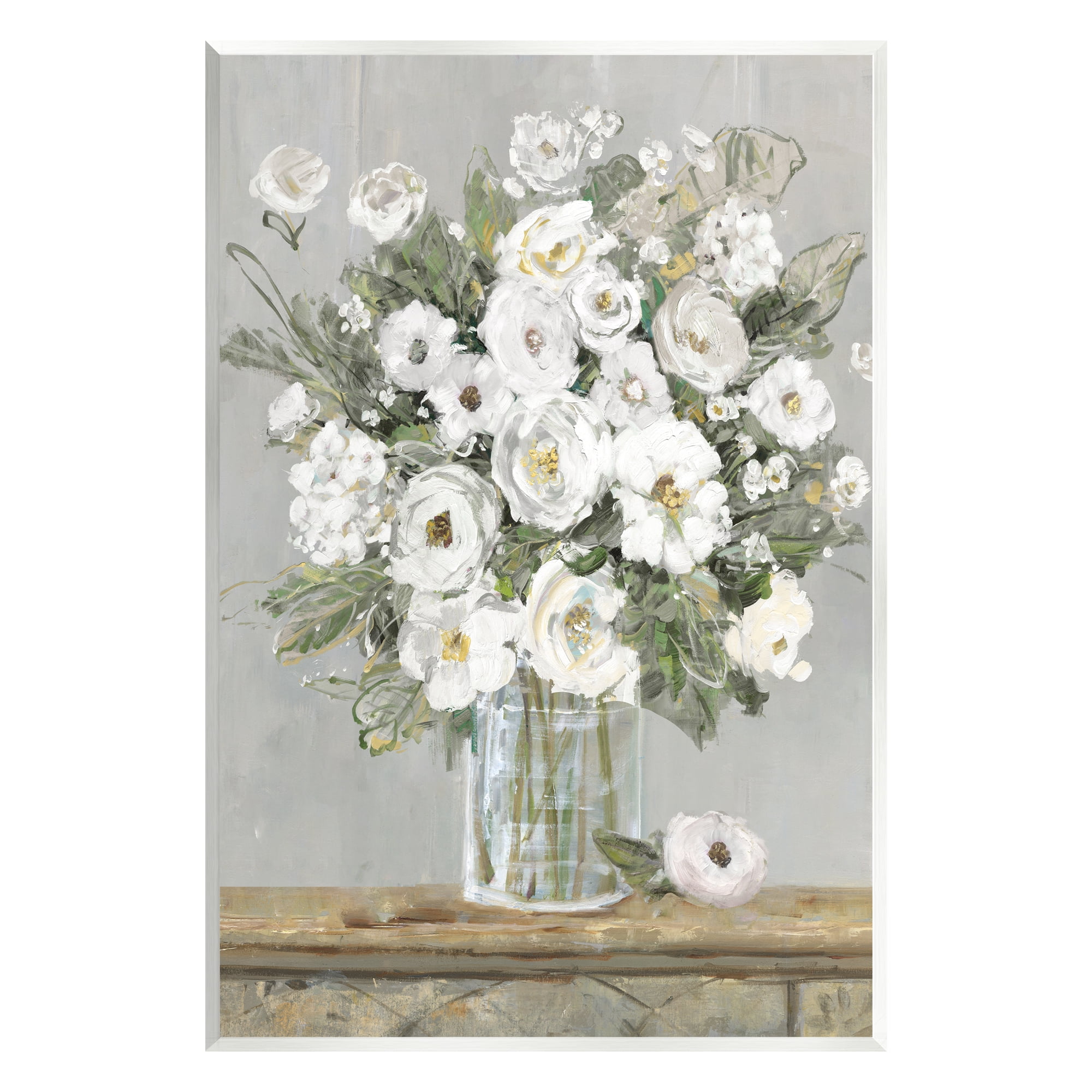 Stupell Industries White Bouquet Painting Botanical & Floral Painting Unframed Art Print Wall Art, 13 x 19