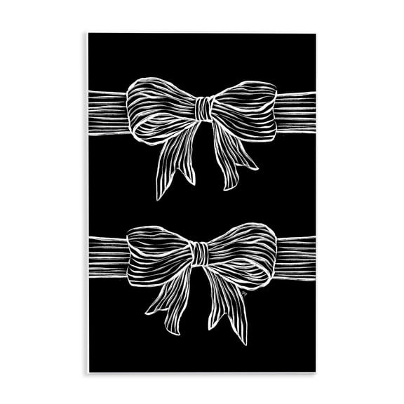 Stupell Industries White Bows on Black Wall Plaque Art design by Martina Pavlova, 15 x 10