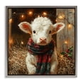thumbnail image 1 of Stupell Industries White Calf with Holiday Lights Animals Painting Gray Floater Framed Canvas Art Print Wall Art, 18 x 18, 1 of 9