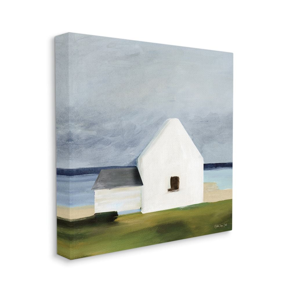 Stupell Industries White Cape Cottage Under Grey Sky Watercolor Canvas Wall Art Design by Stellar Design Studio, 30" x 30"