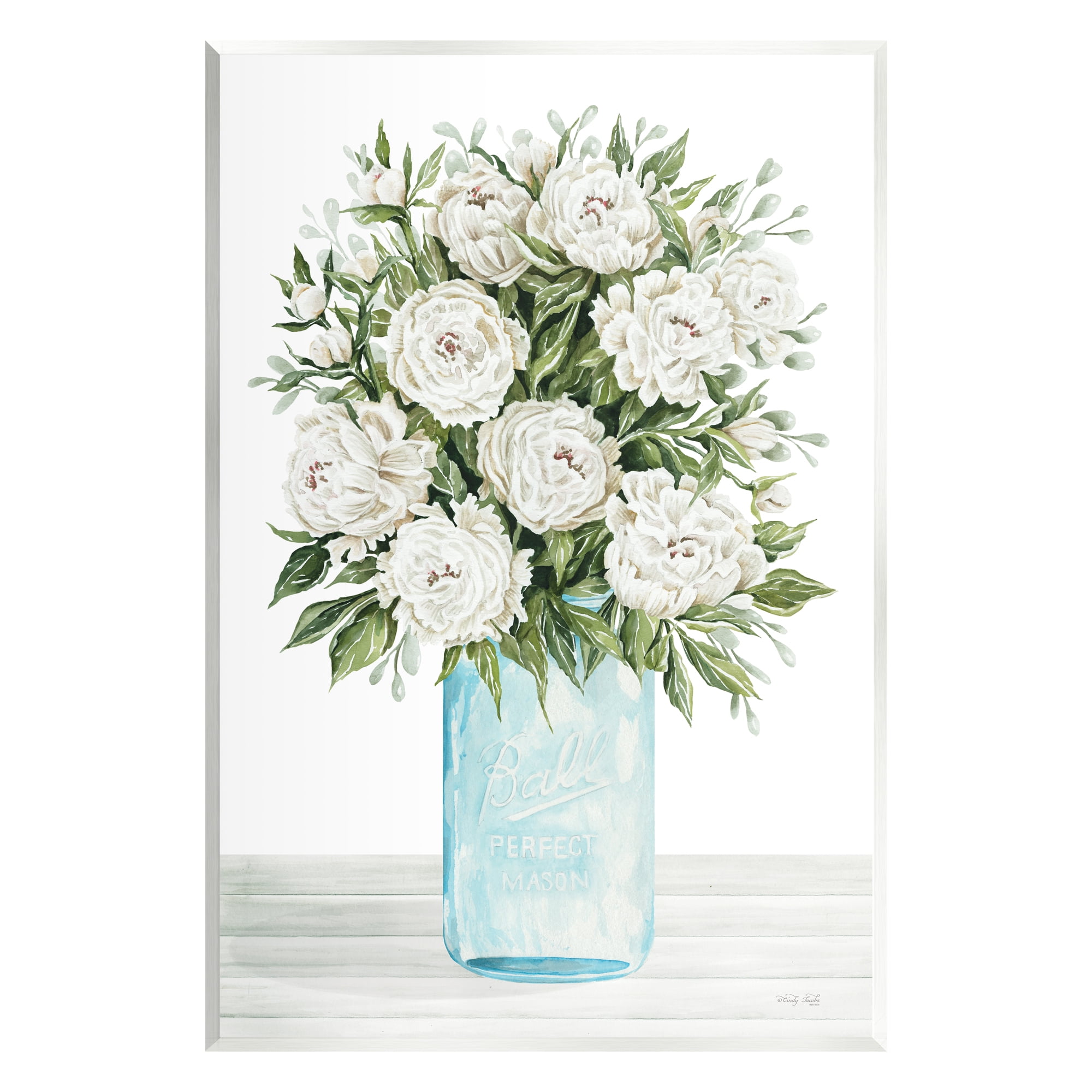 Stupell Industries White Carnations Bouquet Botanical & Floral Painting Unframed Art Print Wall Art, 13 x 19