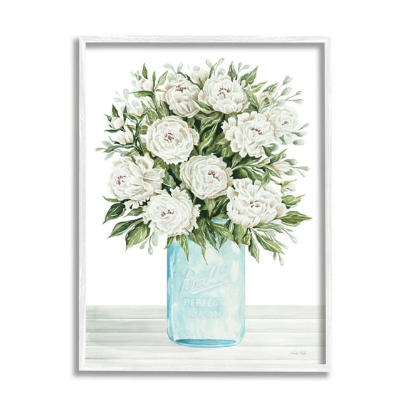 Stupell Industries White Carnations Bouquet Botanical & Floral Painting White Framed Art Print Wall Art, 24 x 30
