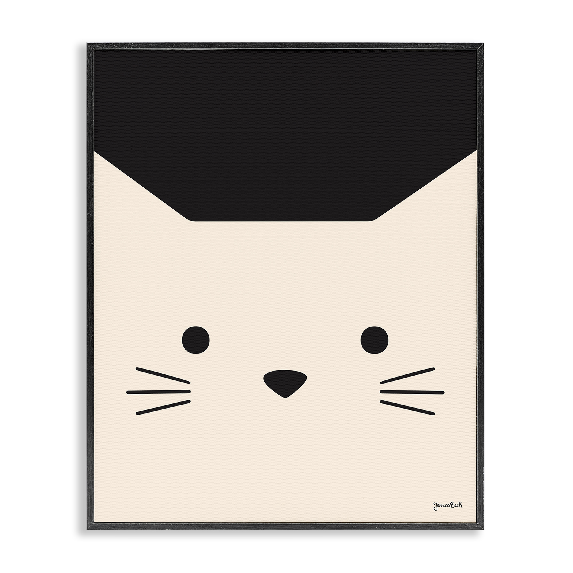 Stupell Industries White Cat Close Up Animals Painting Black Framed Art Print Wall Art, 16 x 20