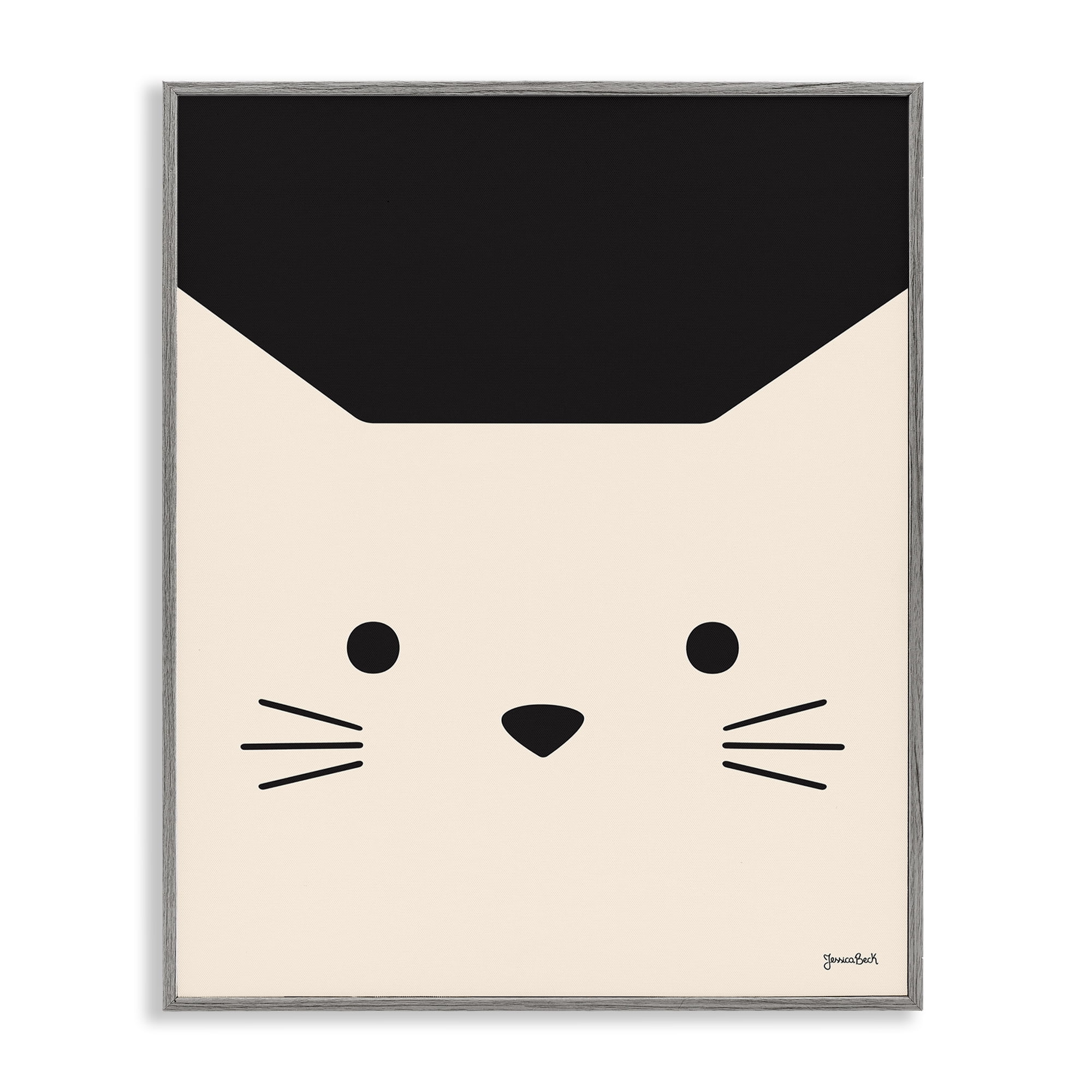 Stupell Industries White Cat Close Up Animals Painting Gray Framed Art Print Wall Art, 16 x 20