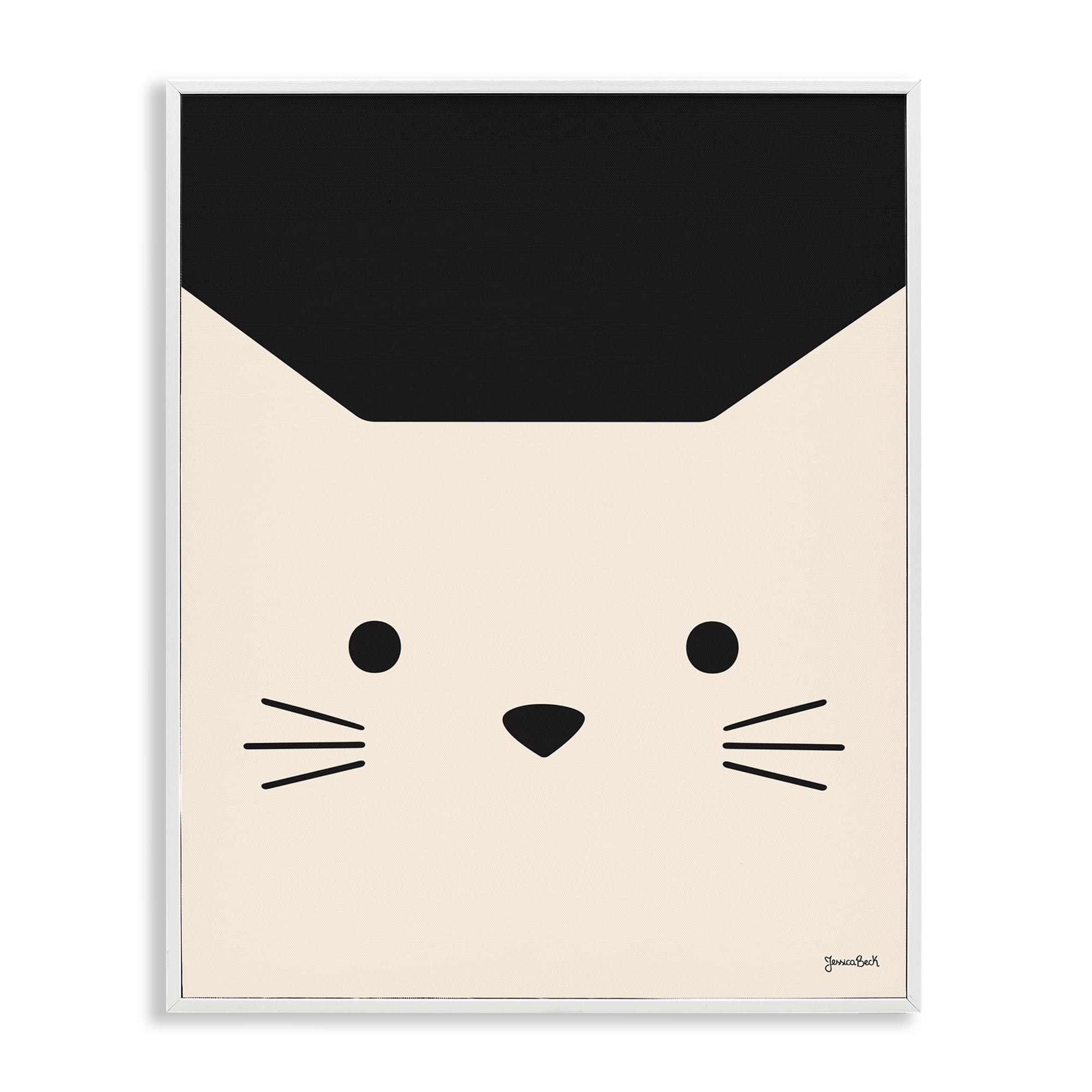 Stupell Industries White Cat Close Up Animals Painting White Framed Art Print Wall Art, 11 x 14