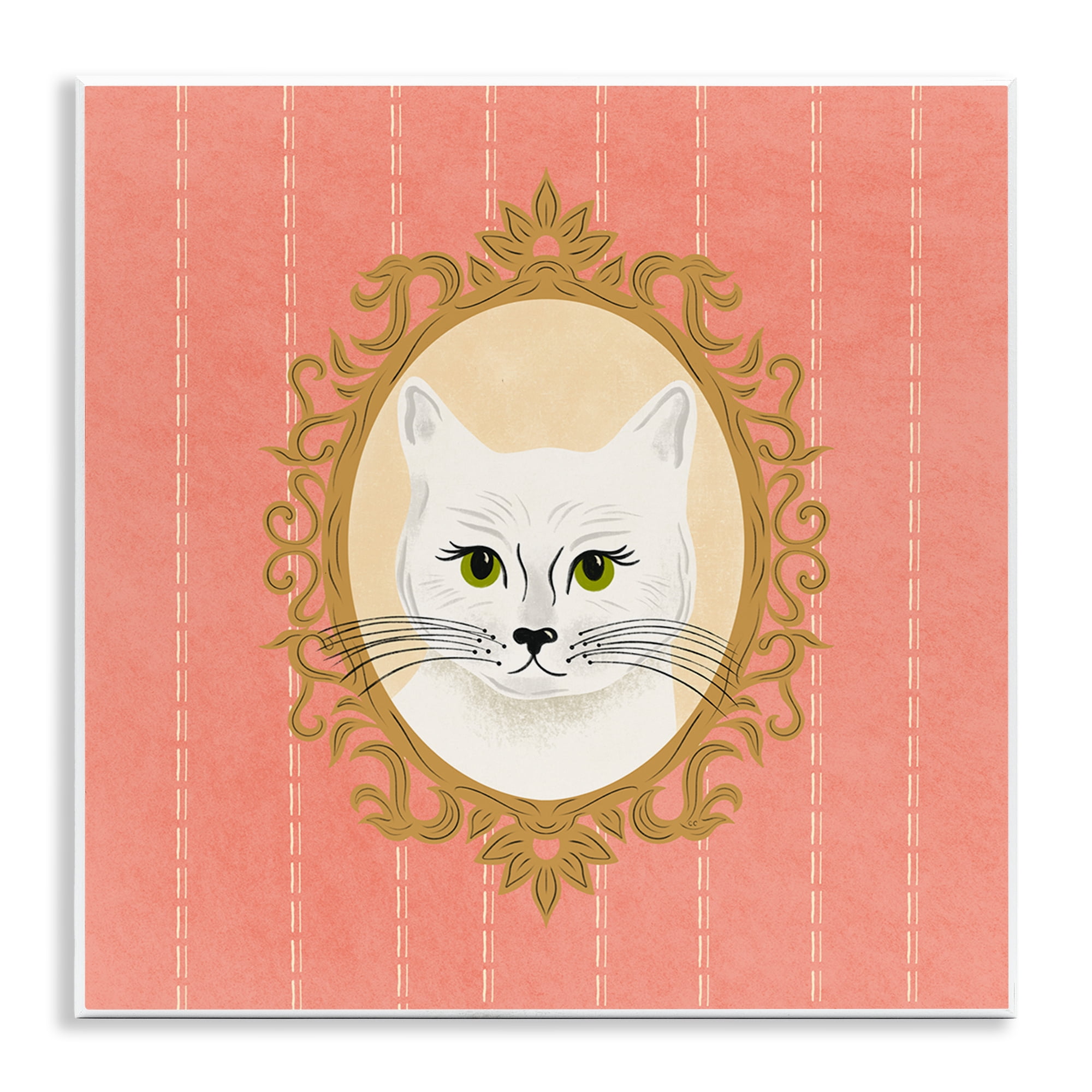 Stupell Industries White Cat Portrait Animals Painting Unframed Art Print Wall Art, 12 x 12