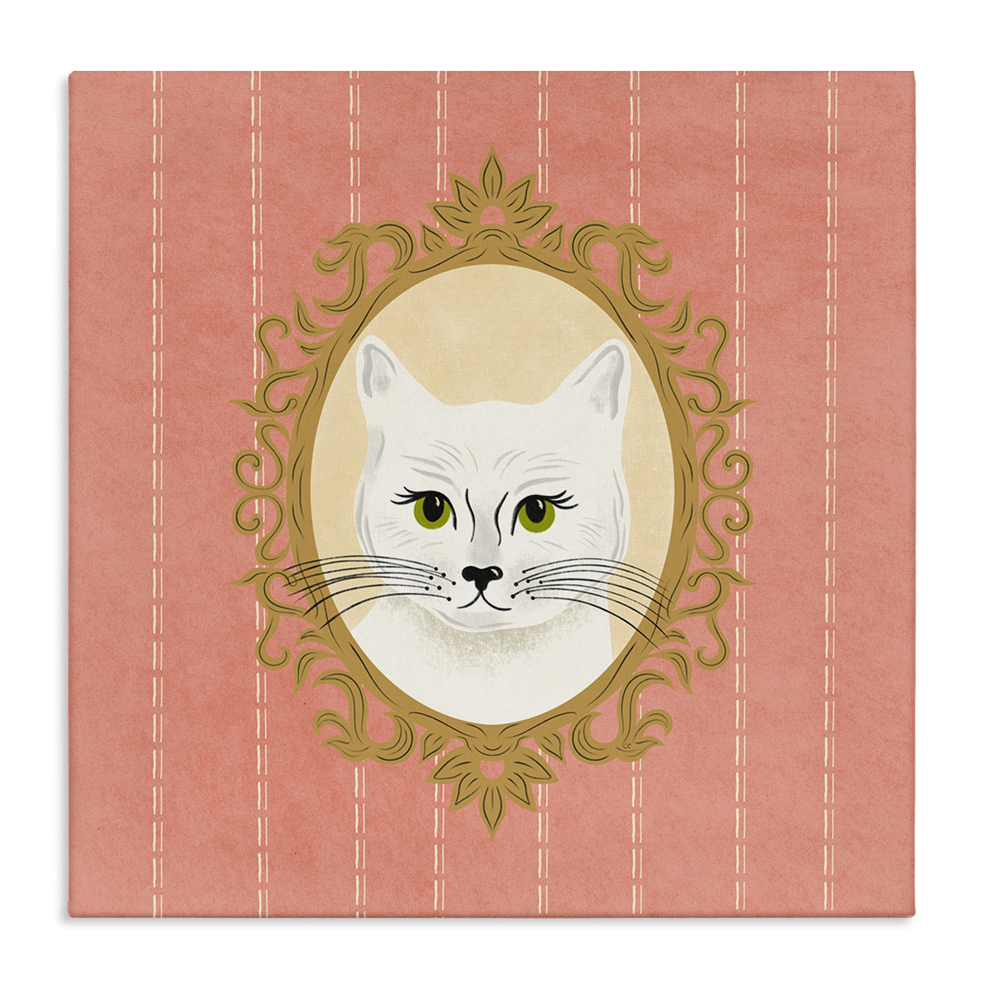 Stupell Industries White Cat Portrait Animals Painting Wrapped Canvas Art Print Wall Art, 30 x 30