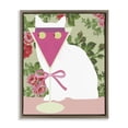 thumbnail image 1 of Stupell Industries Eclectic White Cat with Pink Martini Brown Floating Frame Canvas Art, 17 x 21, by Lil' Rue, 1 of 8