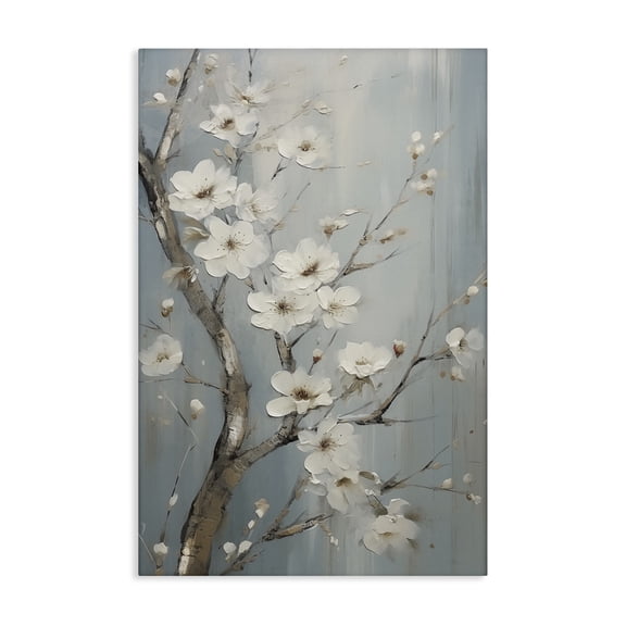 Stupell Industries White Cherry Blossoms Botanical & Floral Painting Gallery Wrapped Canvas Art Print Wall Art, 20 x 30