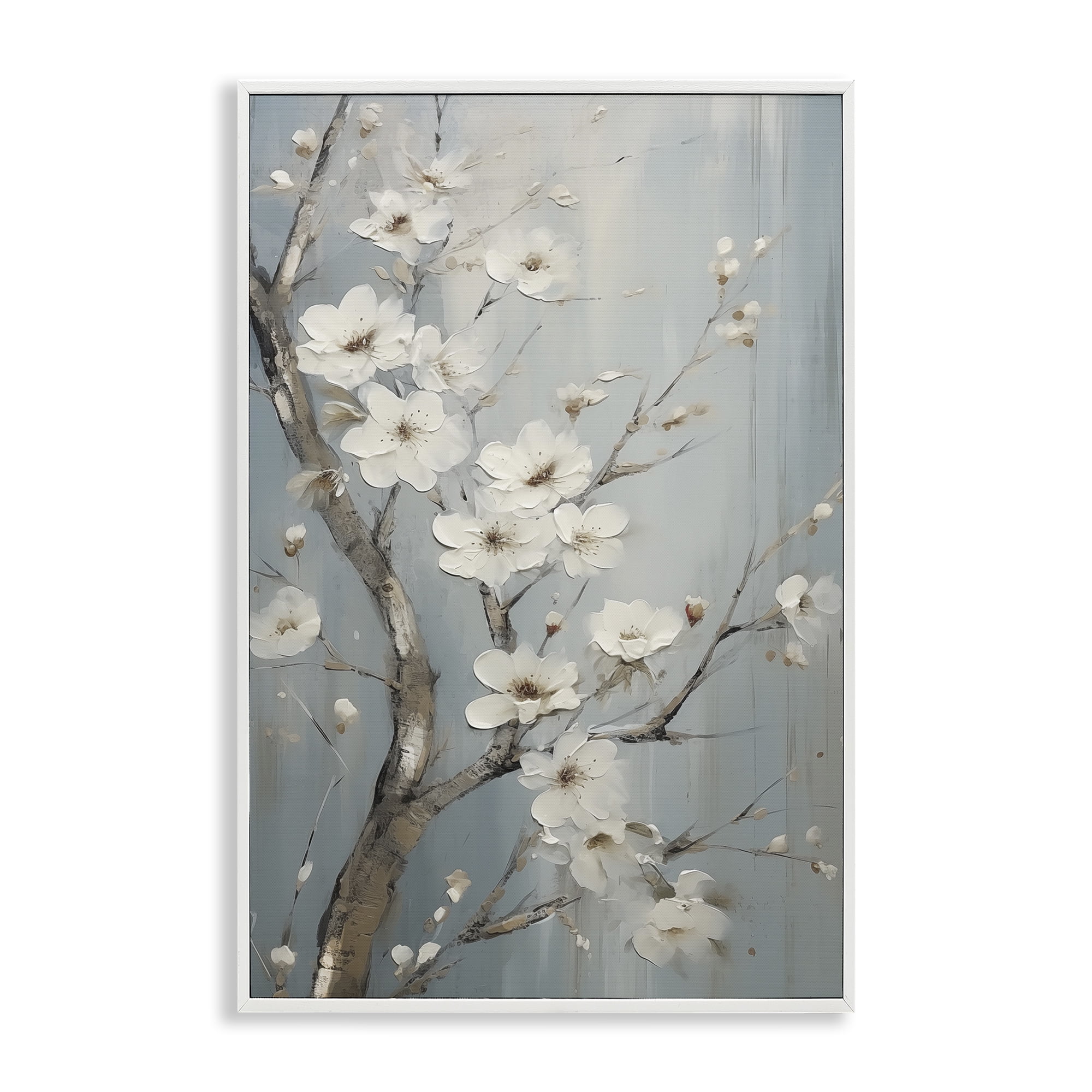 Stupell Industries White Cherry Blossoms Botanical & Floral Painting White Framed Art Print Wall Art, 20 x 30