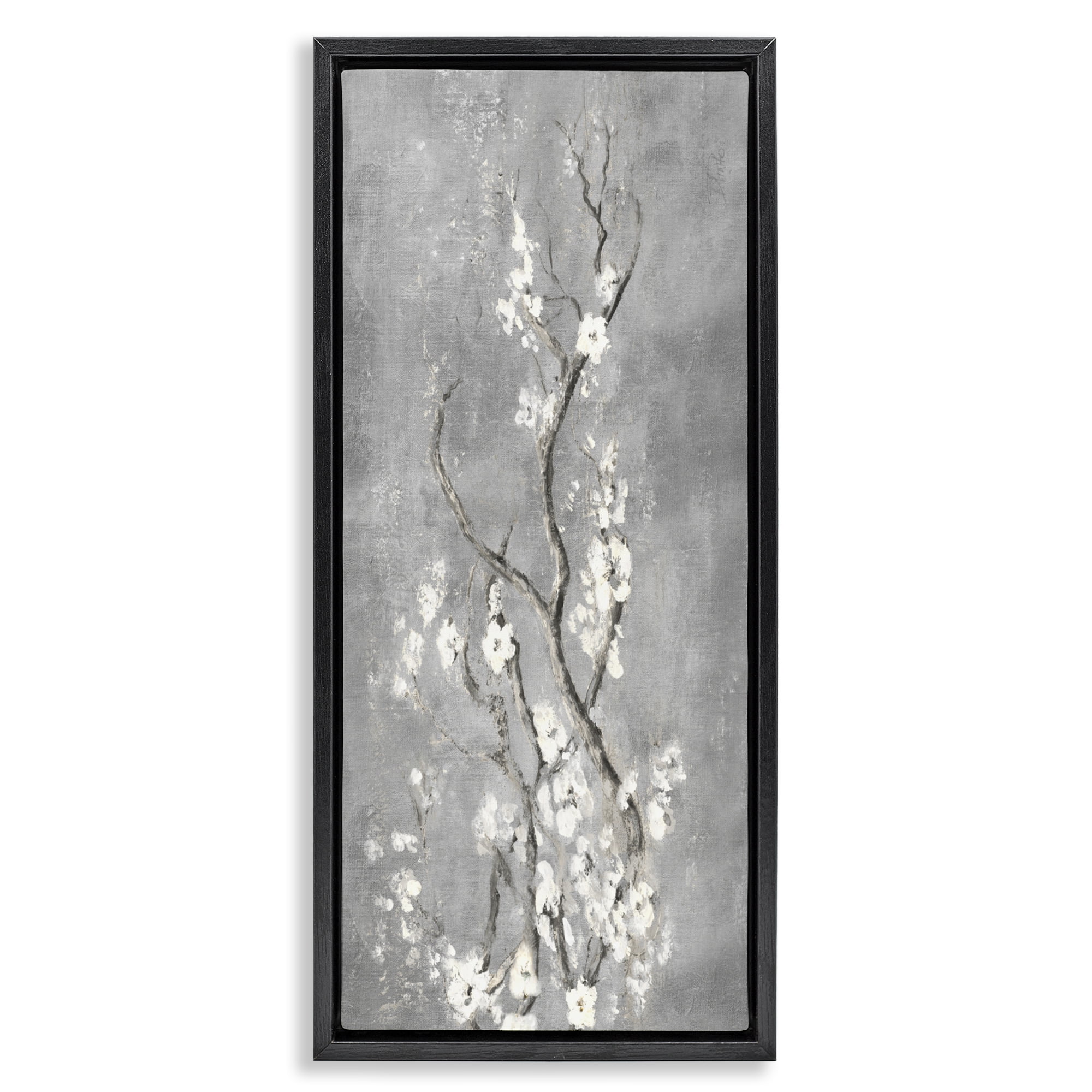 Stupell Industries White Cherry Blossoms Reaching Black Framed Floater Canvas Wall Art, design by Patricia Pinto