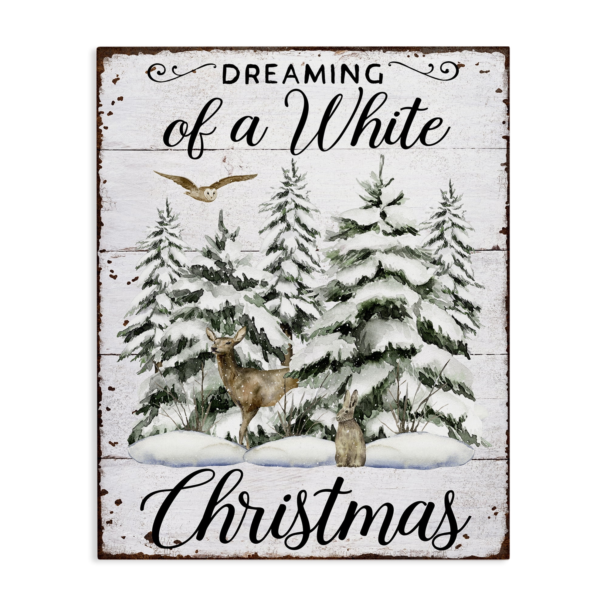 Stupell Industries White Christmas Forest Holiday Painting Gallery Wrapped Canvas Art Prints Wall Art, 16 x 20