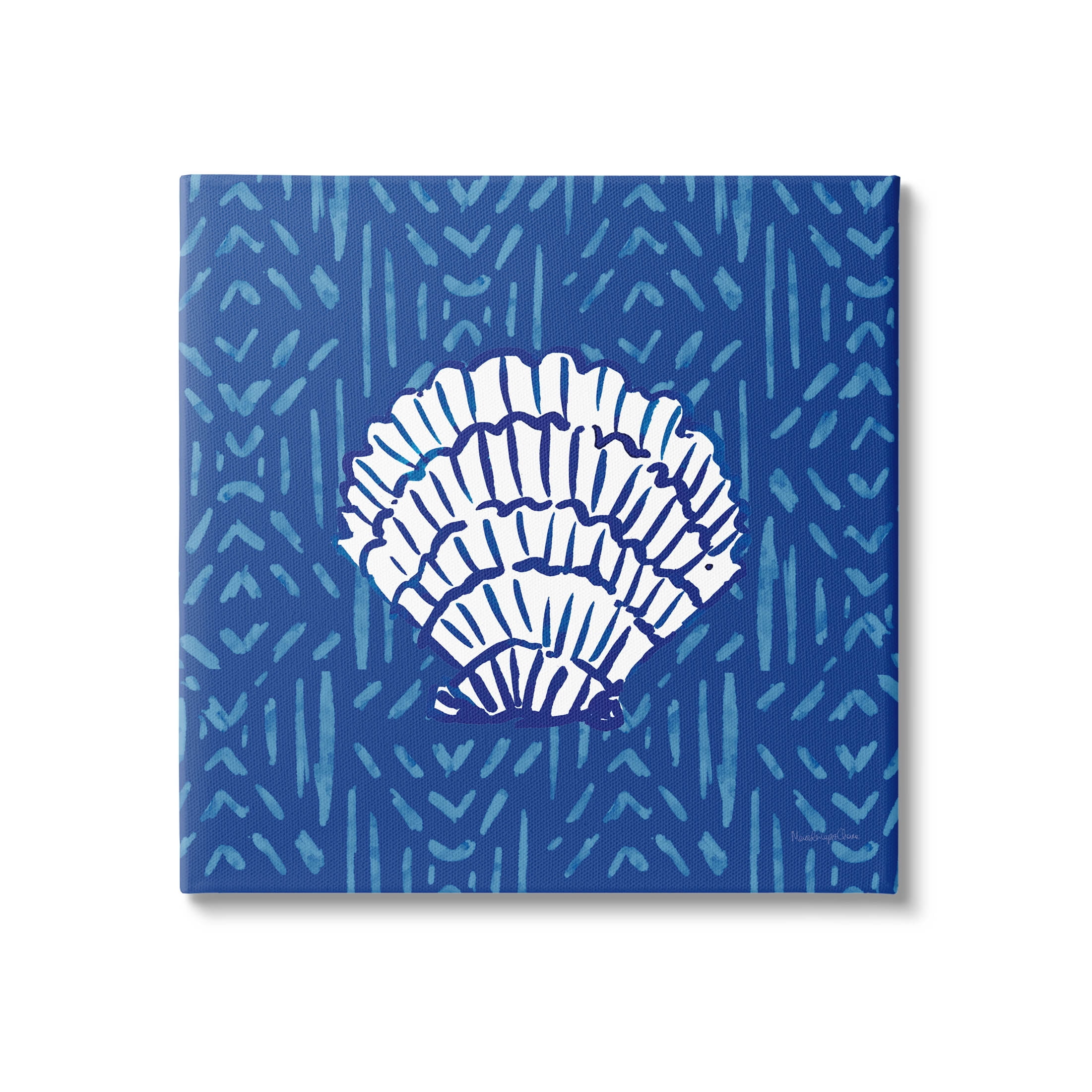 Stupell Industries White Clam Shell Patterned Sea Life Graphic Art Gallery Wrapped Canvas Print Wall Art, Design by Mercedes Lopez Charro