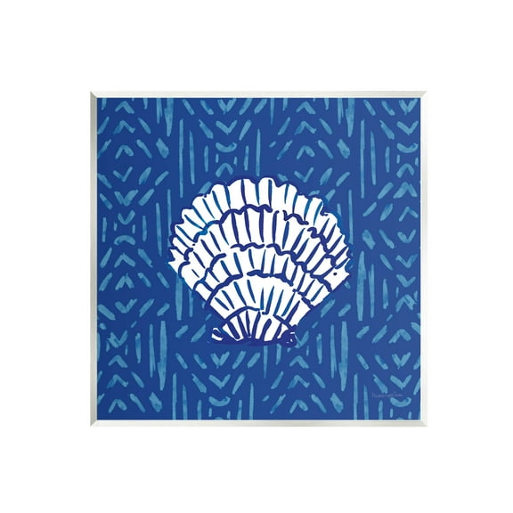Stupell Industries White Clam Shell Patterned Sea Life Graphic Art Unframed Art Print Wall Art, Design by Mercedes Lopez Charro