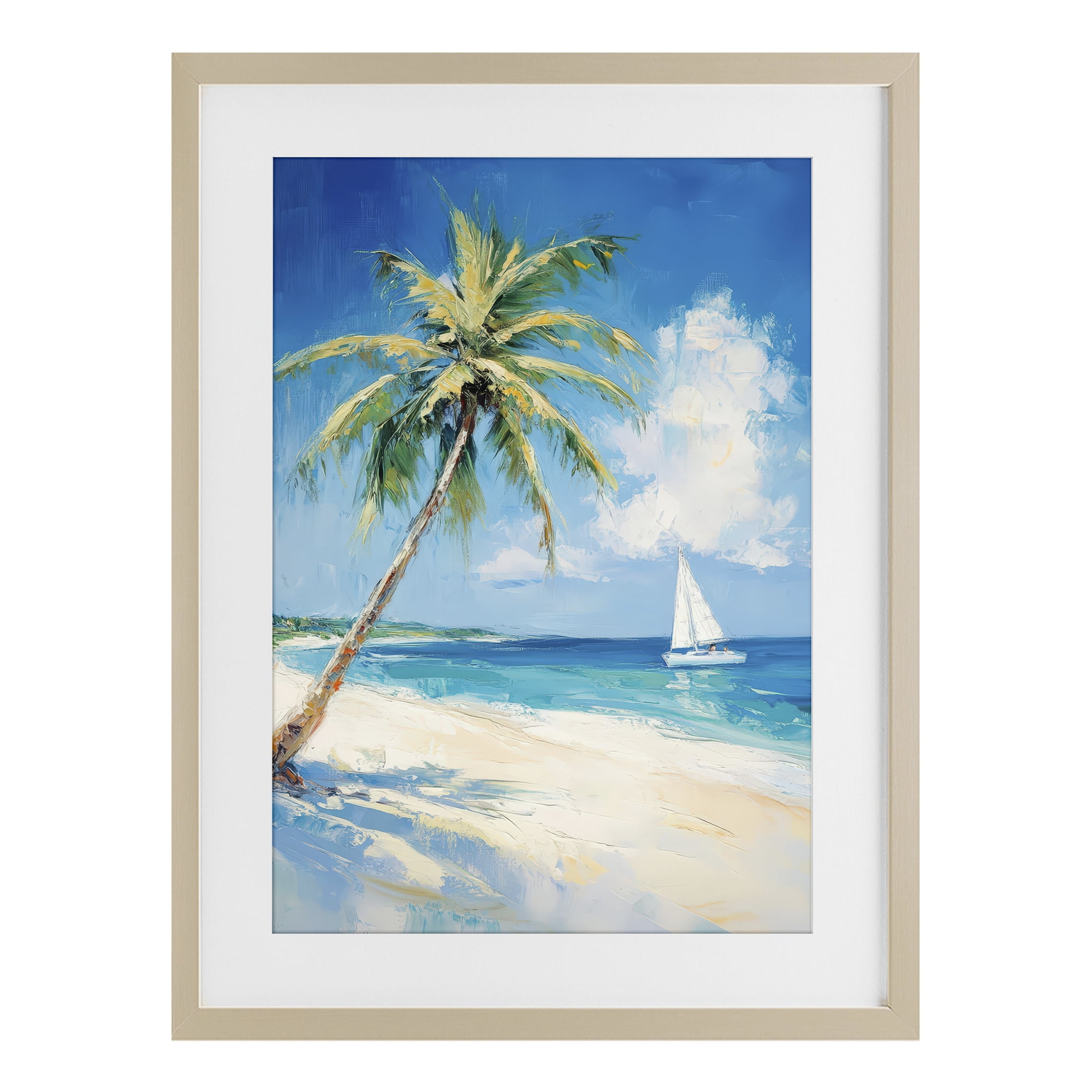 Stupell Industries White Clouds & Sails Birch Framed Print Under Glass, design by Petal Prints Design
