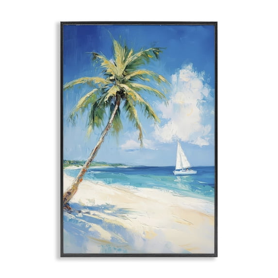 Stupell Industries Tropical White Clouds & Sails Black Framed Giclee Art, 16 x 24, by Petals Prints Design