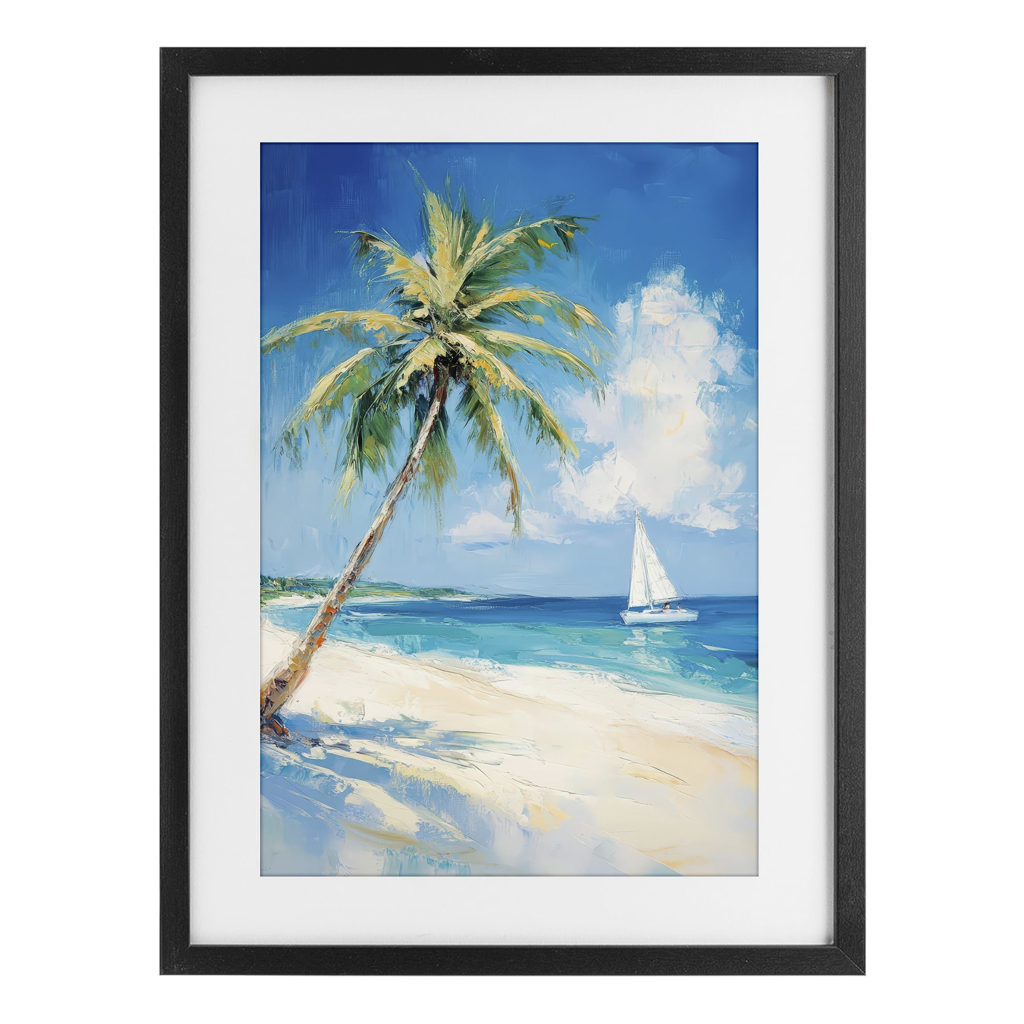 Stupell Industries White Clouds & Sails Black Framed Print Under Glass, design by Petal Prints Design