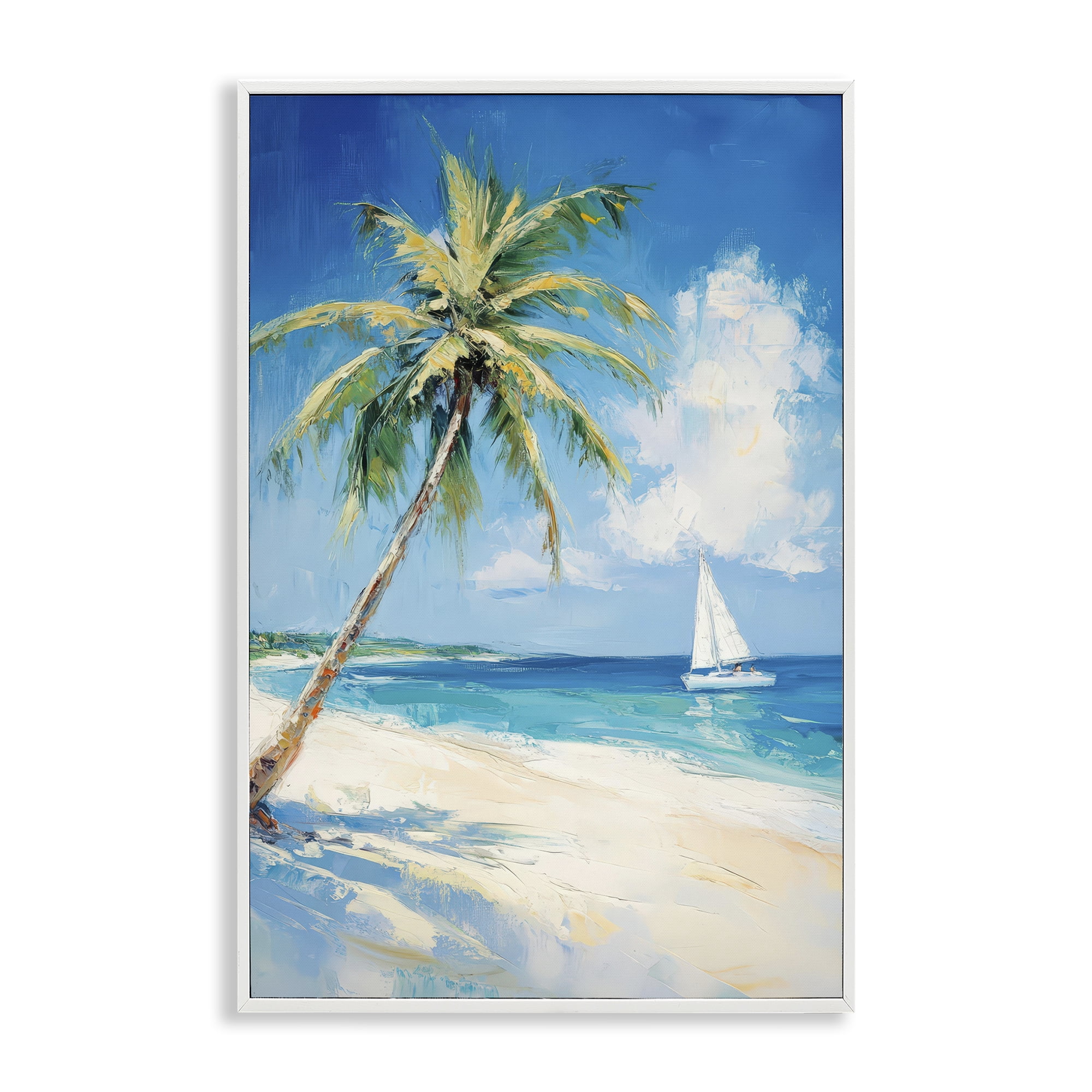 Stupell Industries White Clouds & Sails White Framed Giclee Art, design by Petal Prints Design